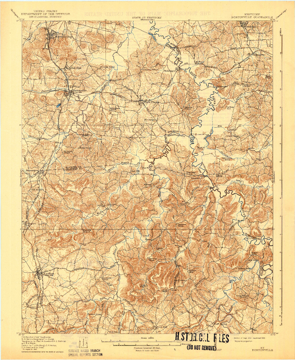 USGS 1:62500-SCALE QUADRANGLE FOR NORTONVILLE, KY 1912