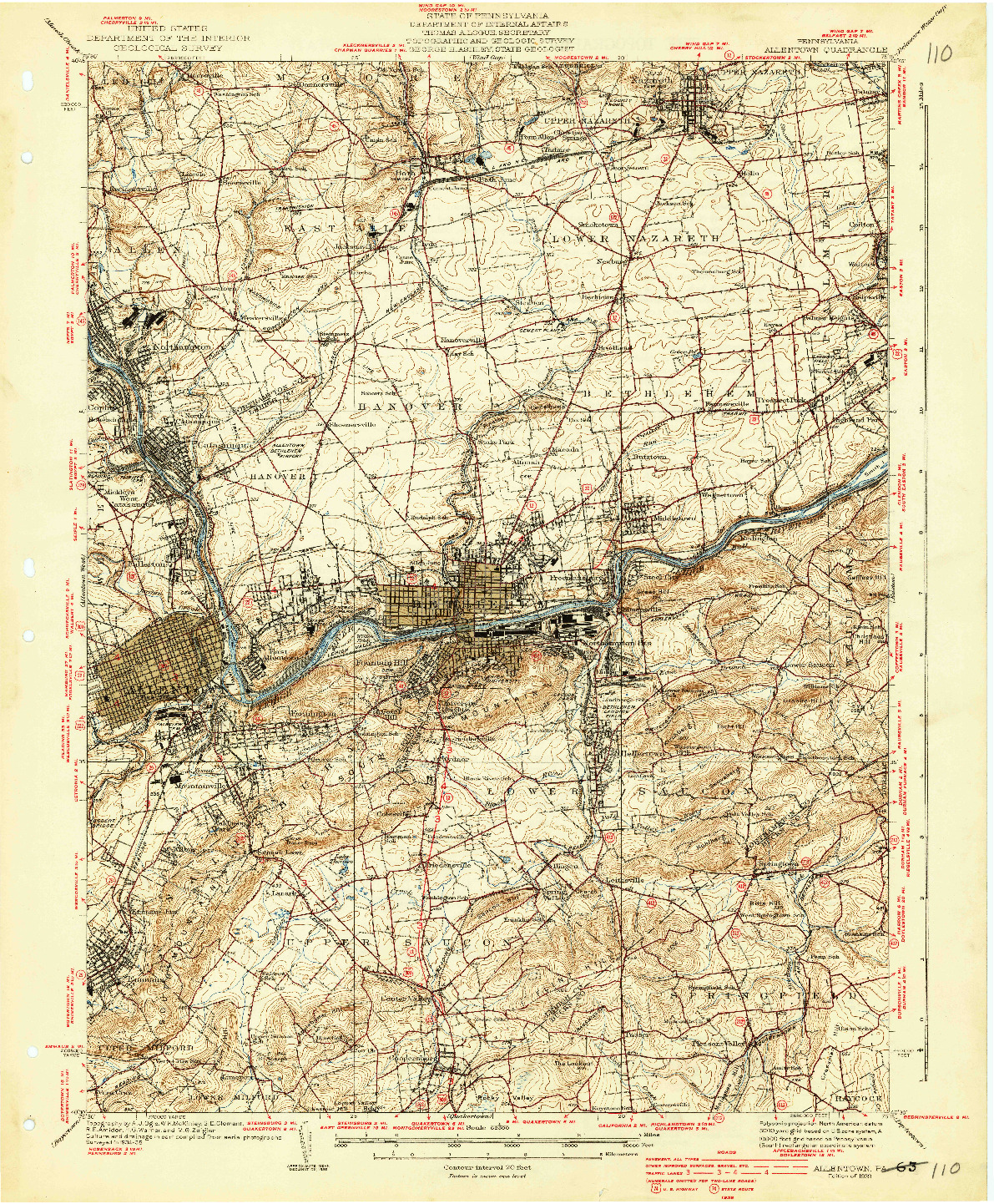 USGS 1:62500-SCALE QUADRANGLE FOR ALLENTOWN, PA 1939