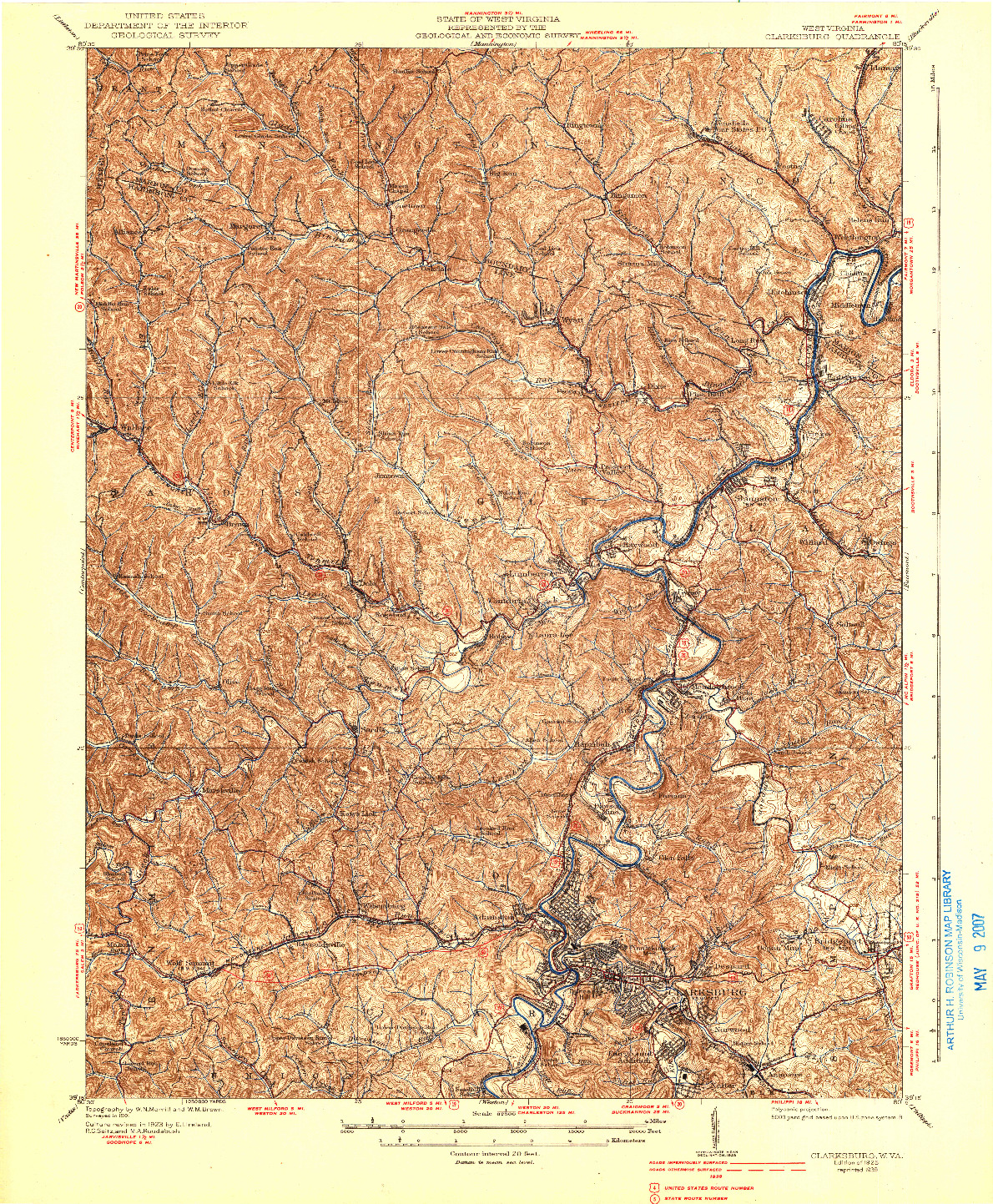USGS 1:62500-SCALE QUADRANGLE FOR CLARKSBURG, WV 1925