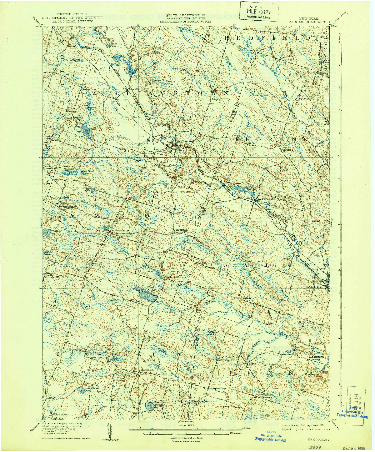 USGS 1:62500-SCALE QUADRANGLE FOR KASOAG, NY 1906