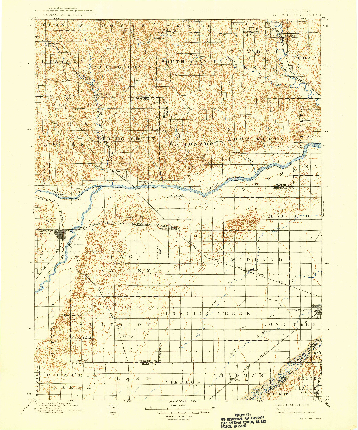 USGS 1:125000-SCALE QUADRANGLE FOR ST. PAUL, NE 1899