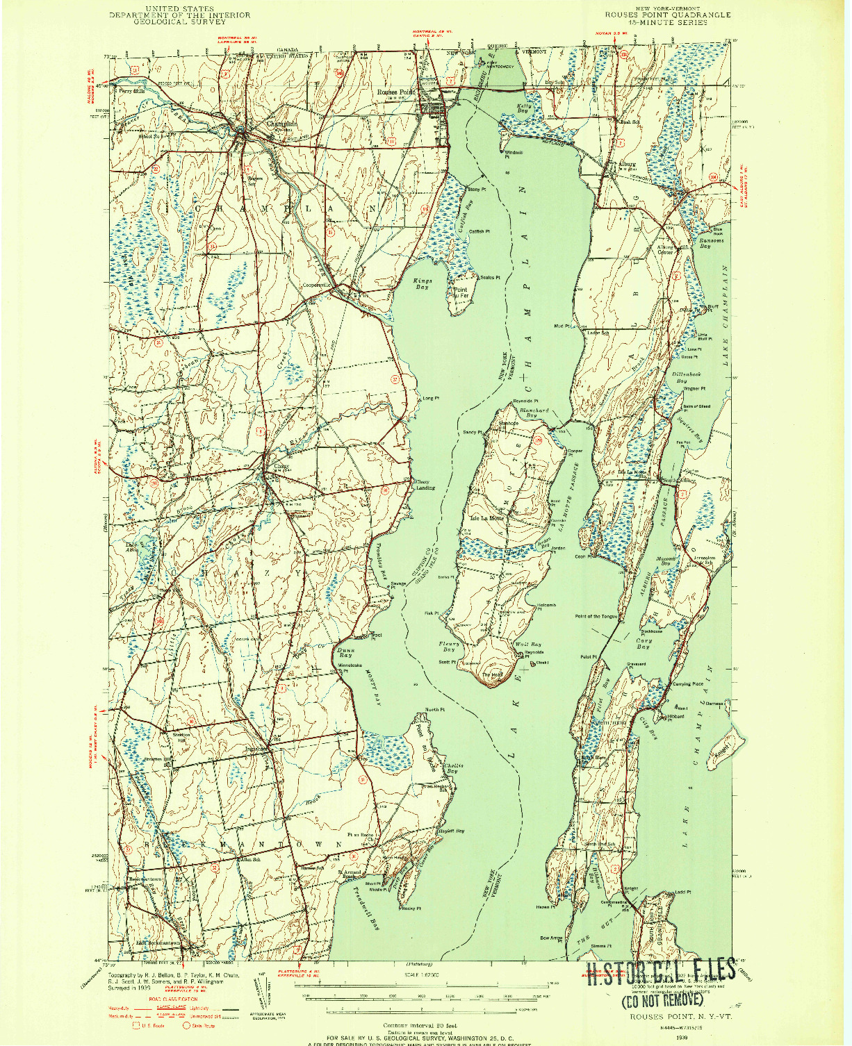 USGS 1:62500-SCALE QUADRANGLE FOR ROUSES POINT, NY 1939