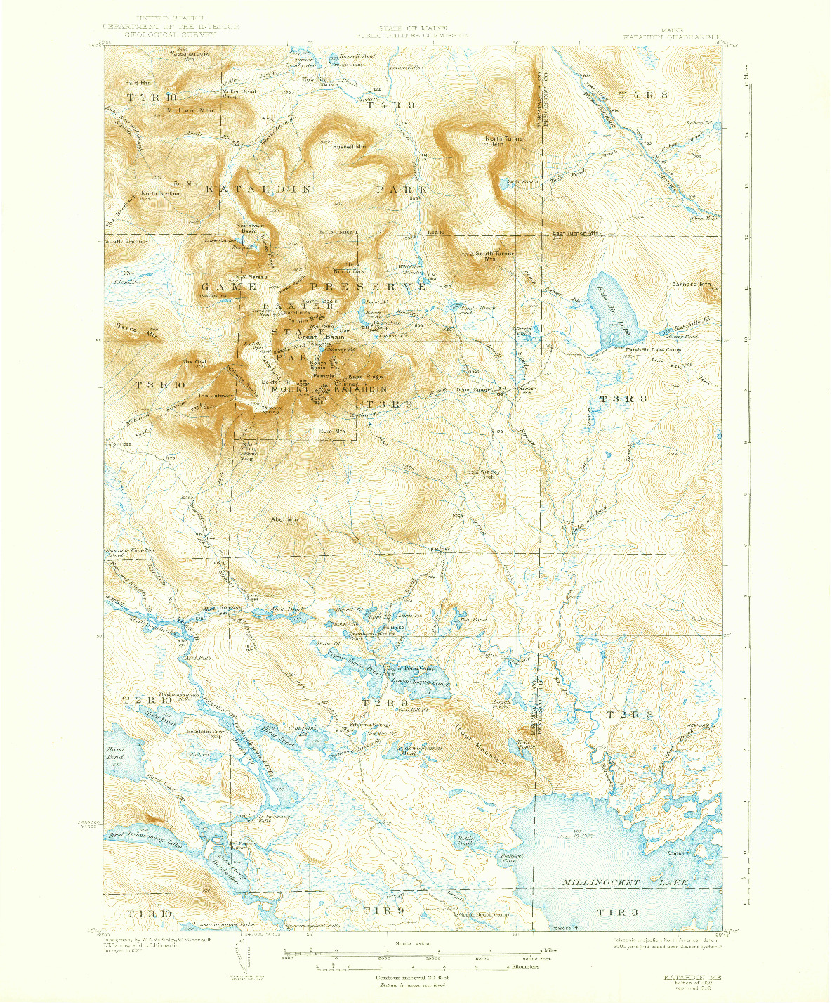 USGS 1:62500-SCALE QUADRANGLE FOR KATAHDIN, ME 1930