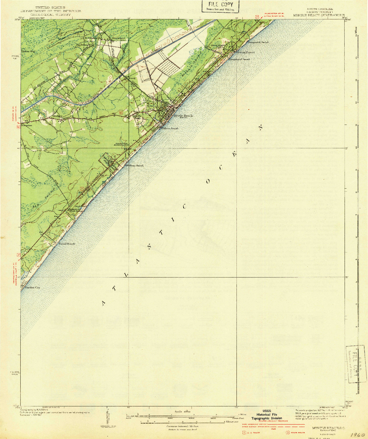 USGS 1:62500-SCALE QUADRANGLE FOR MYRTLE BEACH, SC 1940