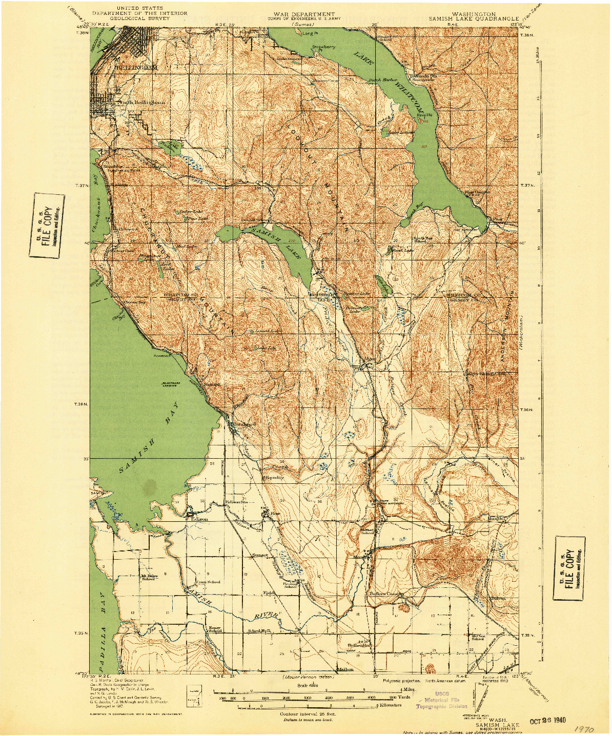 USGS 1:62500-SCALE QUADRANGLE FOR SAMISH LAKE, WA 1918