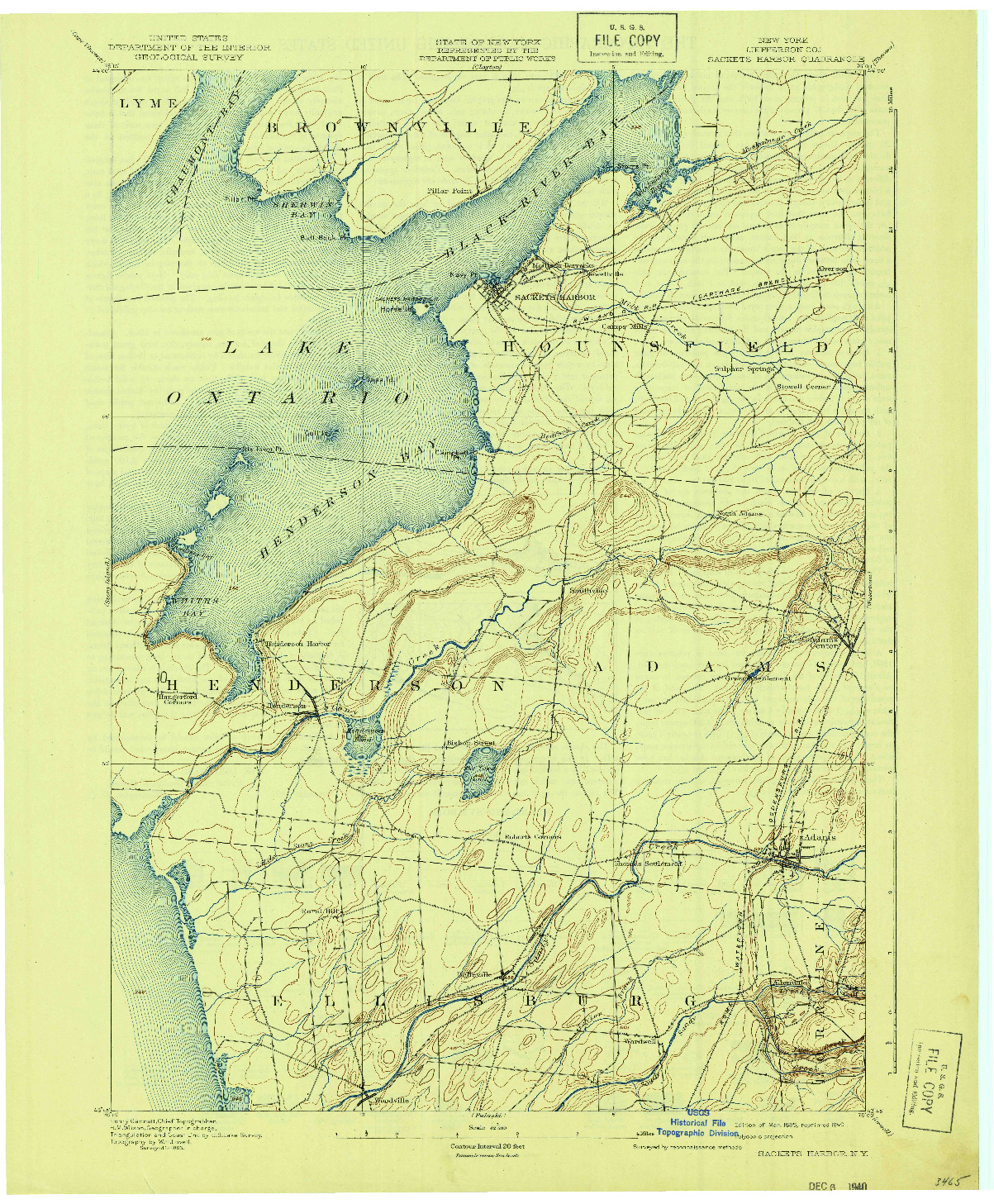 USGS 1:62500-SCALE QUADRANGLE FOR SACKETS HARBOR, NY 1895