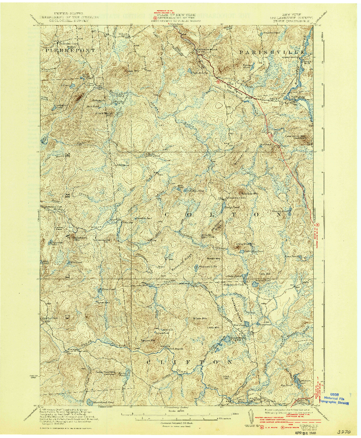 USGS 1:62500-SCALE QUADRANGLE FOR STARK, NY 1940