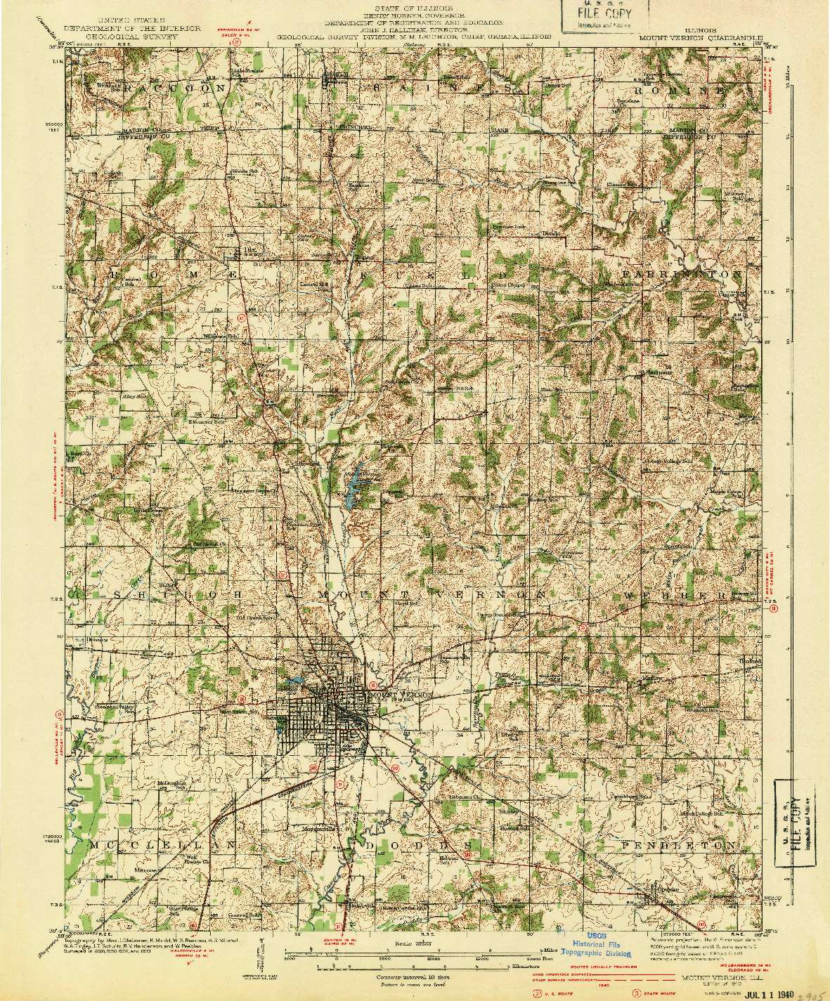 USGS 1:62500-SCALE QUADRANGLE FOR MOUNT VERNON, IL 1940