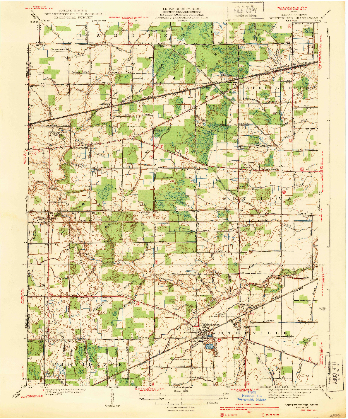 USGS 1:31680-SCALE QUADRANGLE FOR WHITEHOUSE, OH 1940