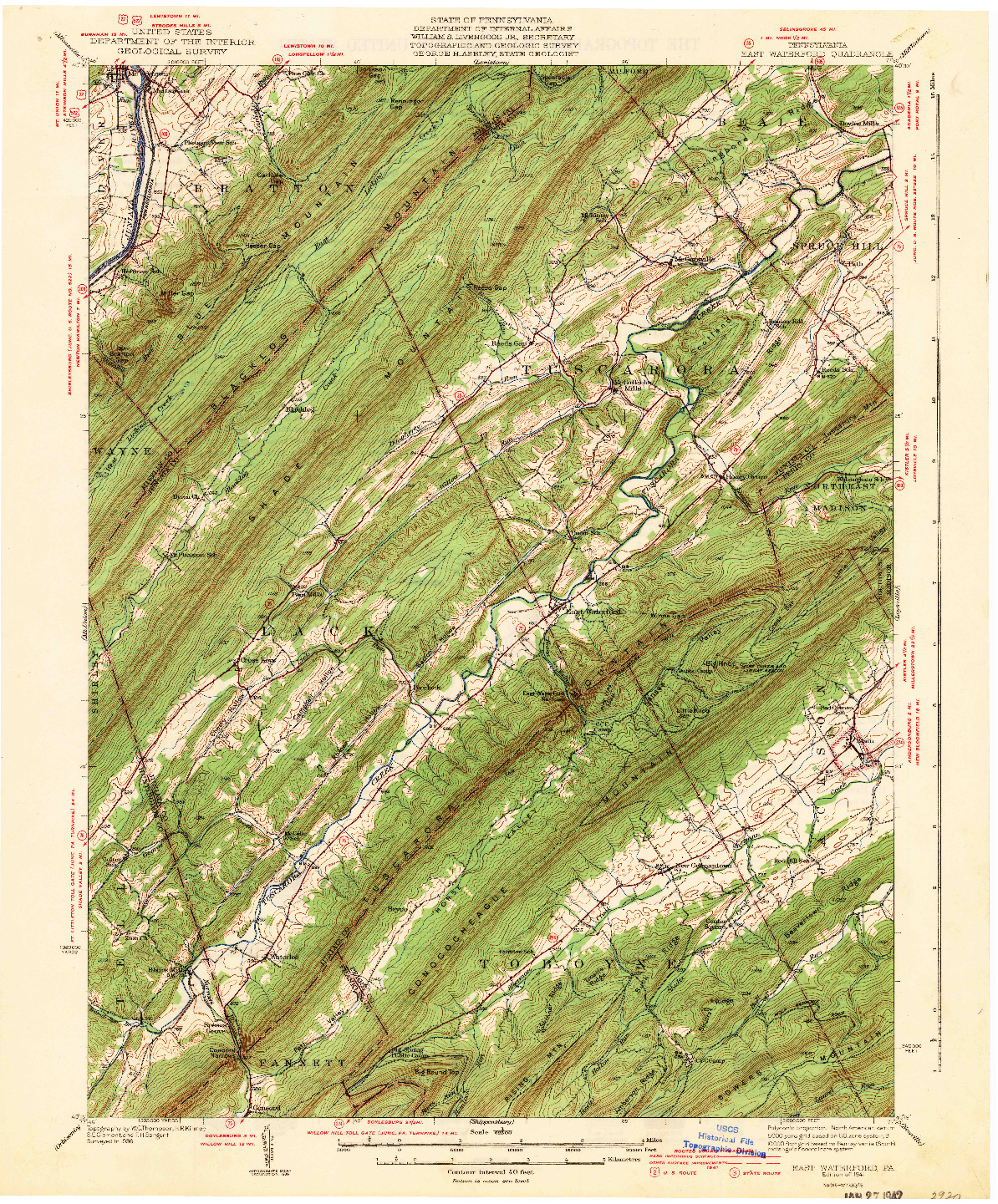 USGS 1:62500-SCALE QUADRANGLE FOR EAST WATERFORD, PA 1941