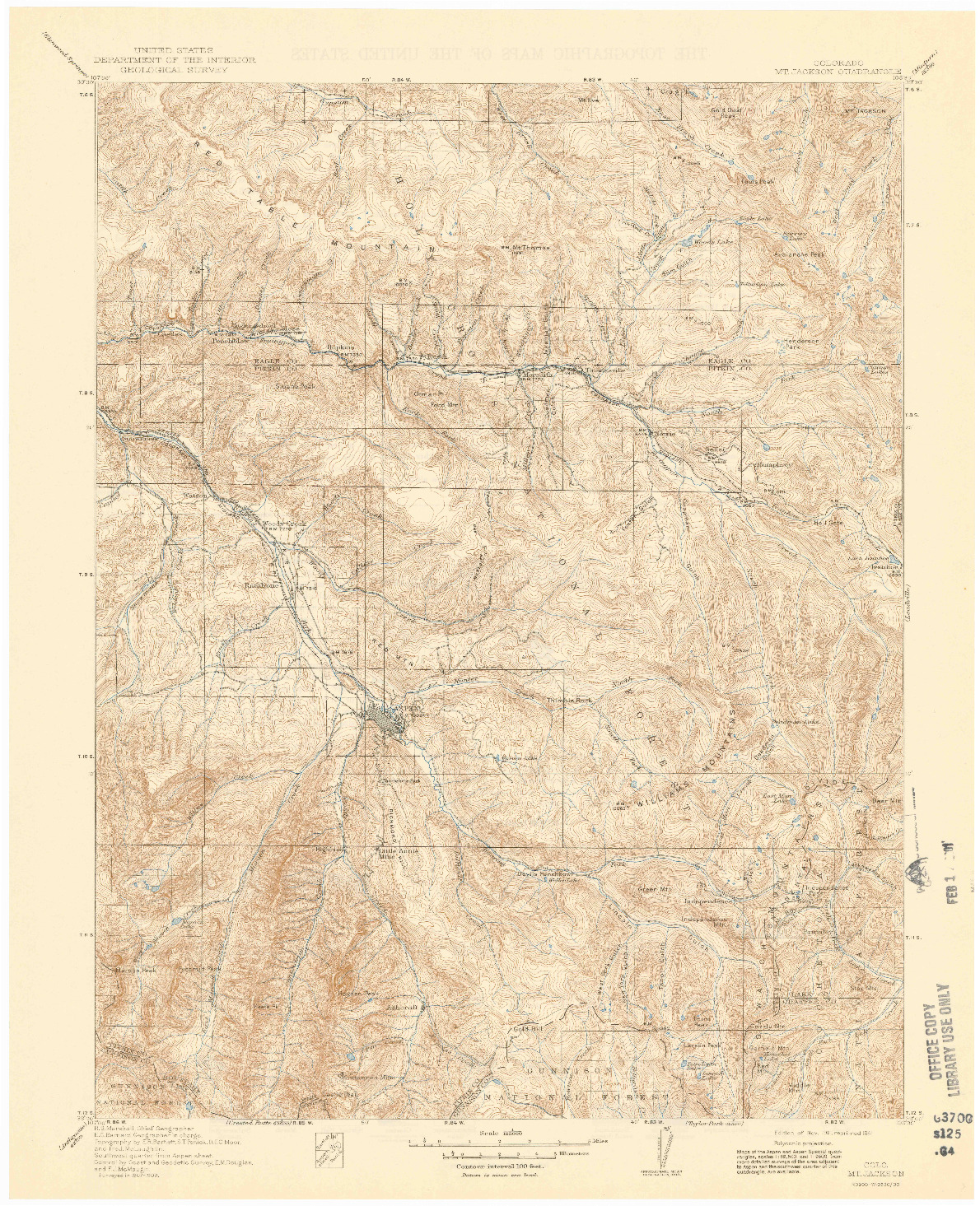 USGS 1:125000-SCALE QUADRANGLE FOR MOUNT JACKSON, CO 1911