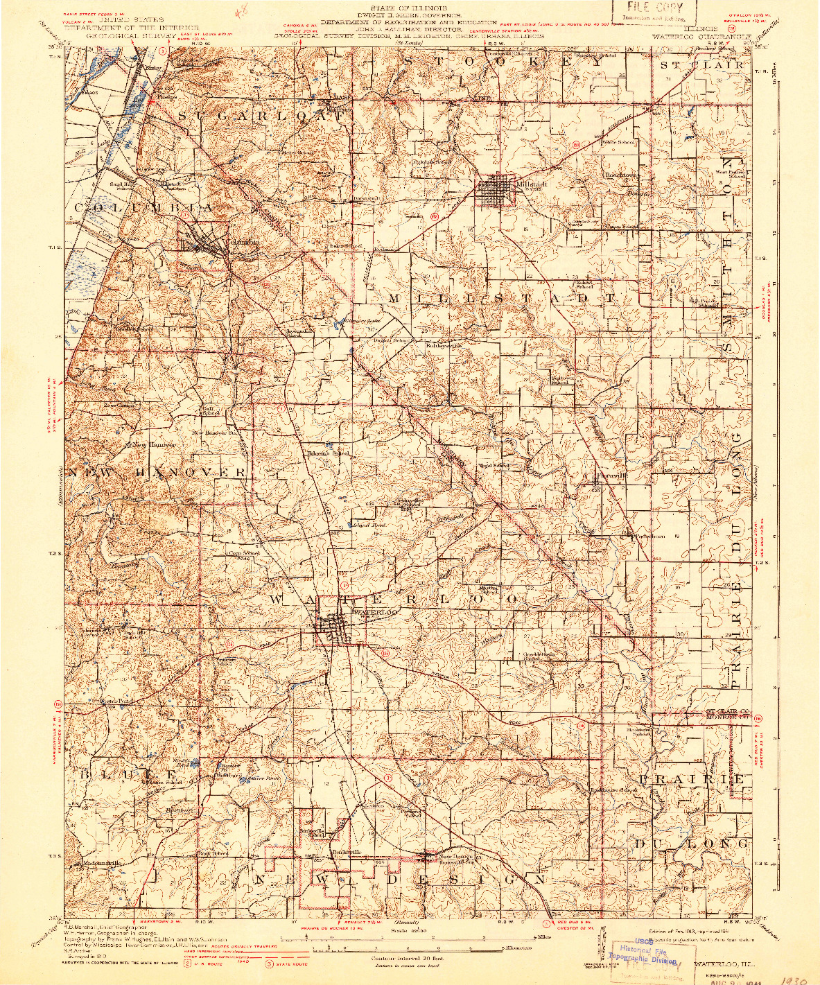 USGS 1:62500-SCALE QUADRANGLE FOR WATERLOO, IL 1913