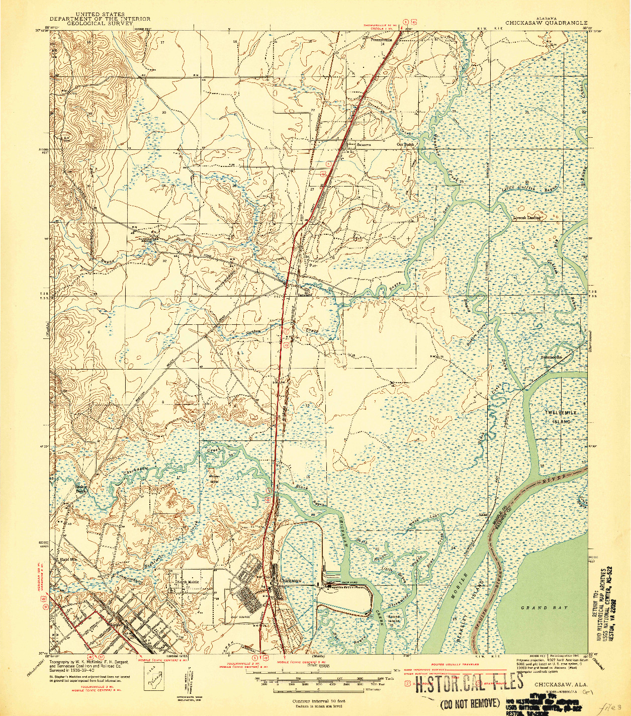USGS 1:31680-SCALE QUADRANGLE FOR CHICKASAW, AL 1941