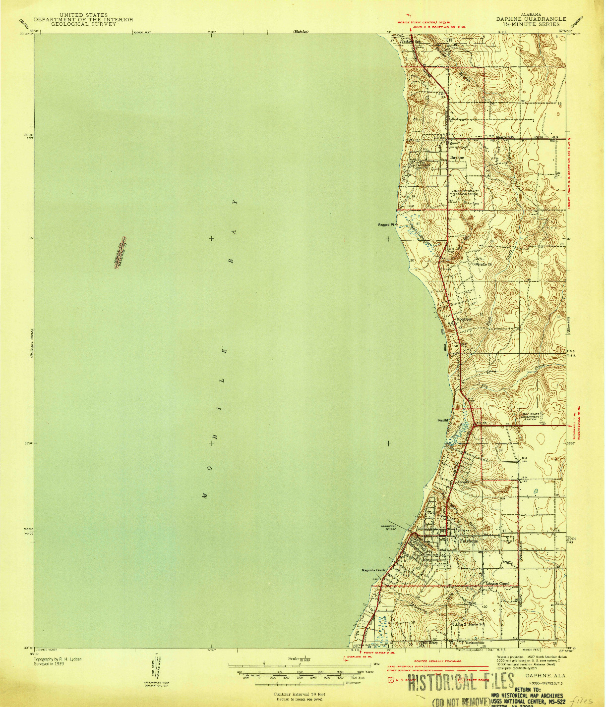 USGS 1:31680-SCALE QUADRANGLE FOR DAPHNE, AL 1941