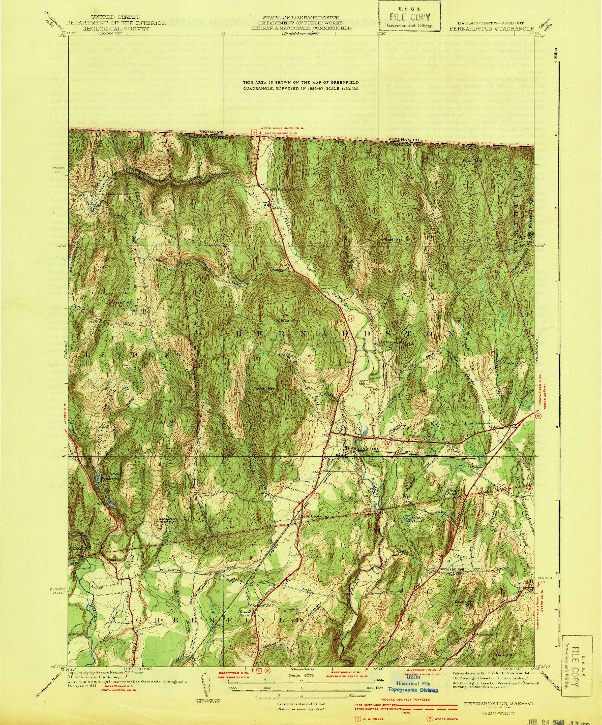 USGS 1:31680-SCALE QUADRANGLE FOR BERNARDSTON, MA 1941