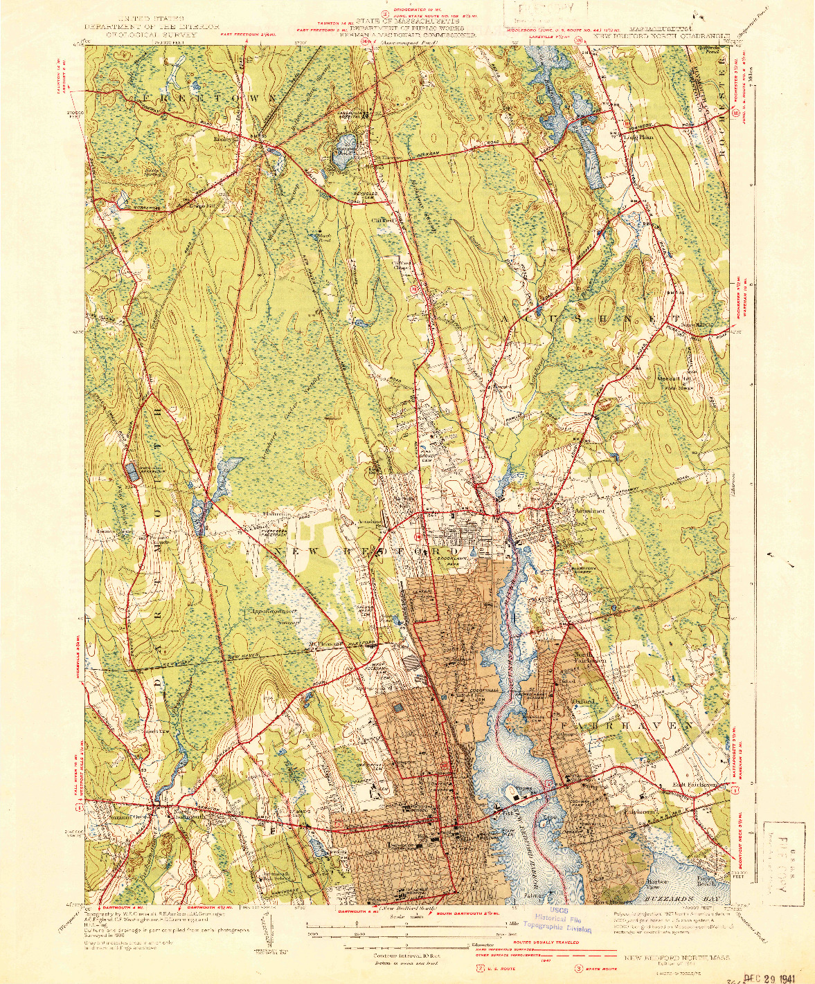 USGS 1:31680-SCALE QUADRANGLE FOR NEW BEDFORD NORTH, MA 1941