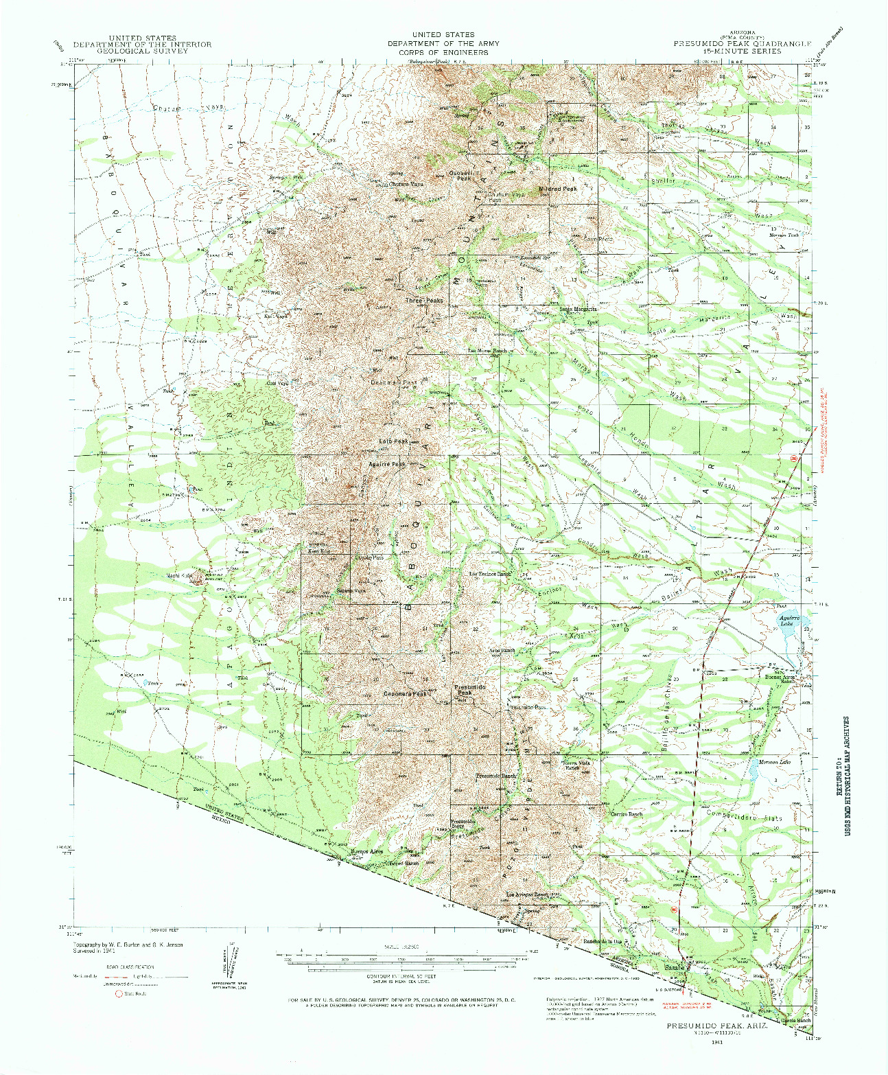 USGS 1:62500-SCALE QUADRANGLE FOR PRESUMIDO PEAK, AZ 1941