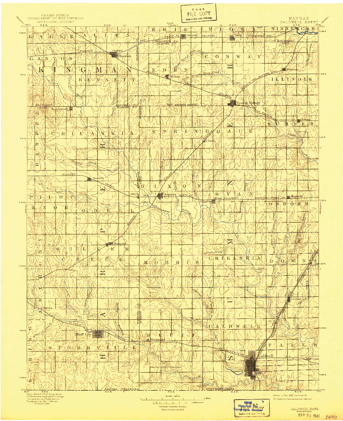 USGS 1:125000-SCALE QUADRANGLE FOR CALDWELL, KS 1897