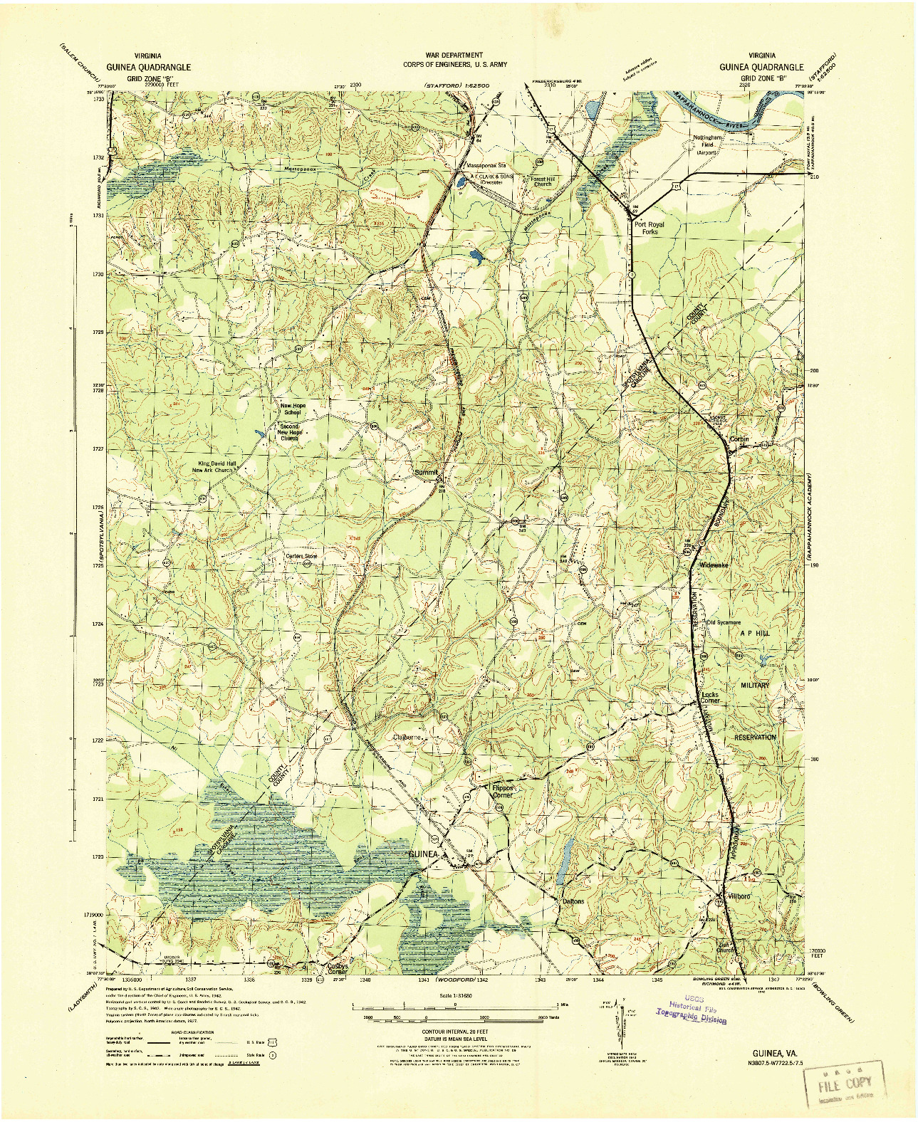 USGS 1:31680-SCALE QUADRANGLE FOR GUINEA, VA 1942