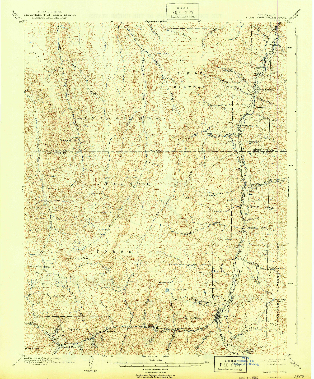 USGS 1:62500-SCALE QUADRANGLE FOR LAKE CITY, CO 1905