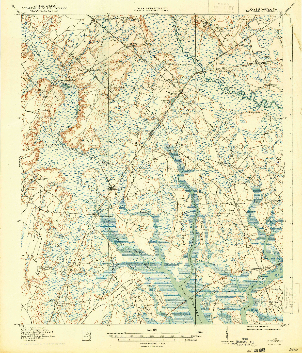 USGS 1:62500-SCALE QUADRANGLE FOR YEMASSEE, SC 1918