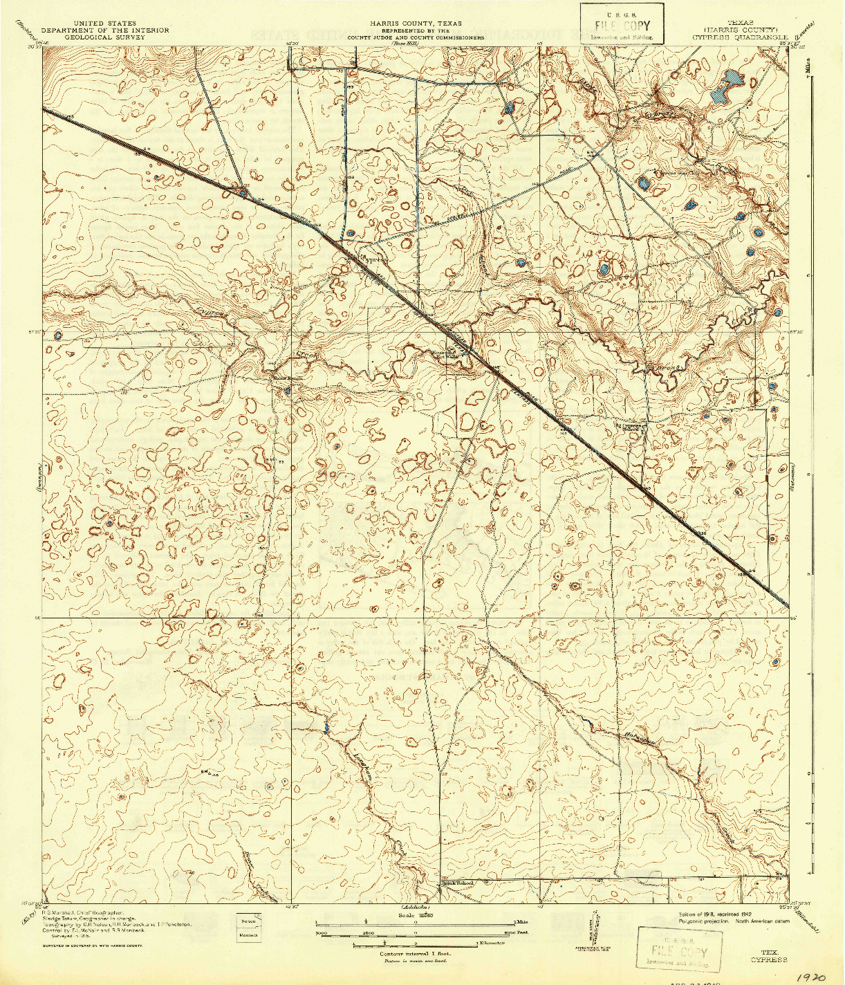 USGS 1:31680-SCALE QUADRANGLE FOR CYPRESS, TX 1918