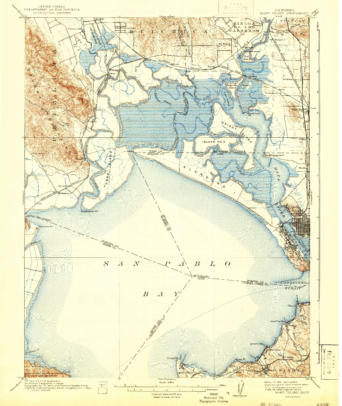USGS 1:62500-SCALE QUADRANGLE FOR MARE ISLAND, CA 1916