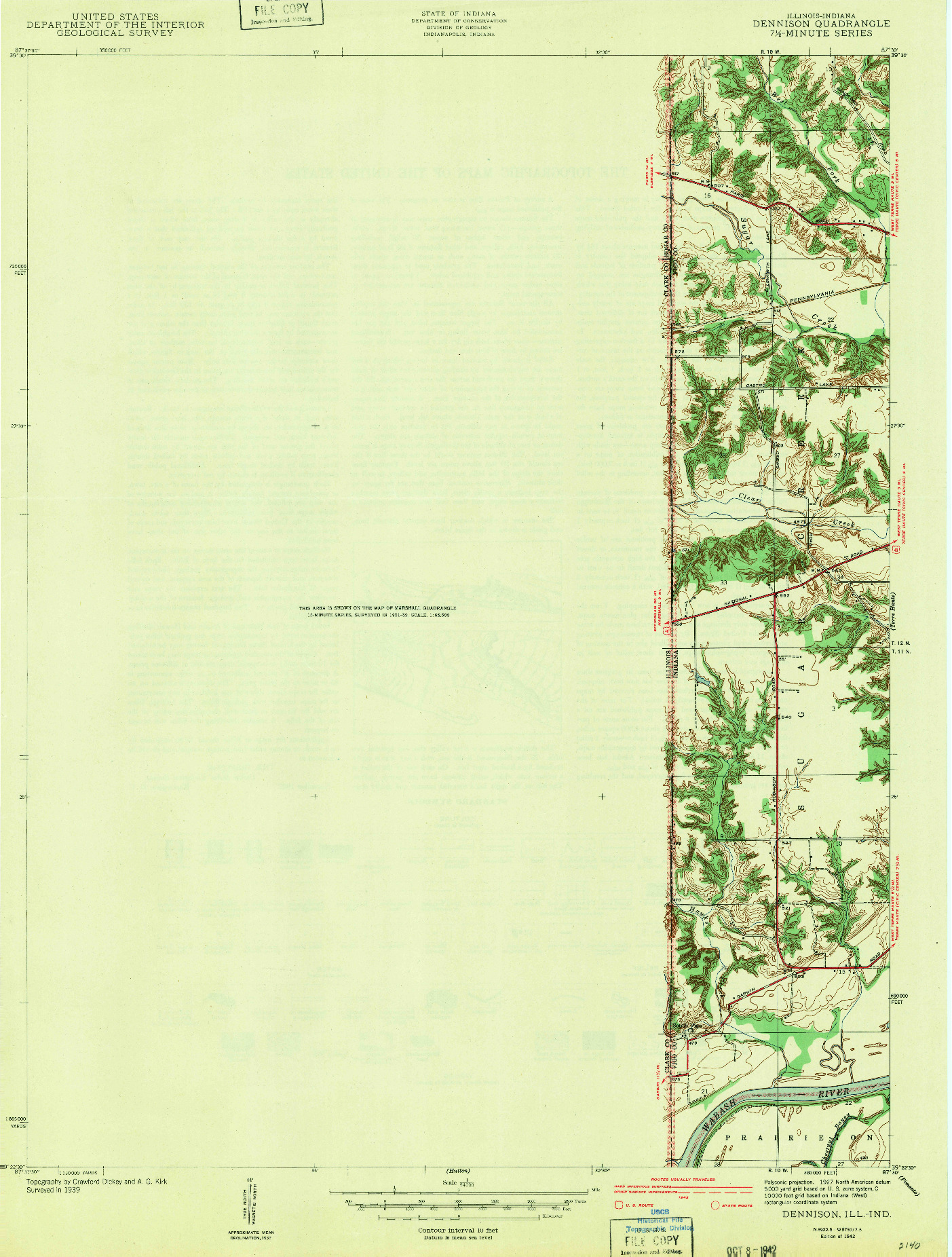 USGS 1:24000-SCALE QUADRANGLE FOR DENNISON, IL 1942