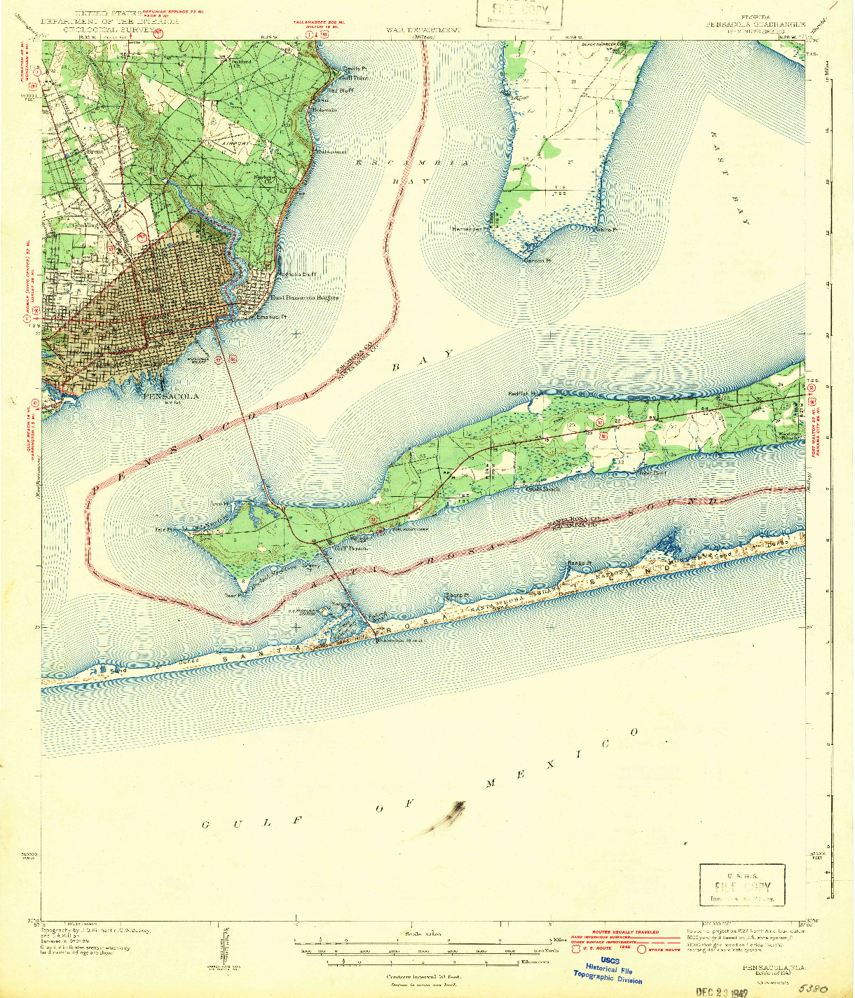 USGS 1:62500-SCALE QUADRANGLE FOR PENSACOLA, FL 1942