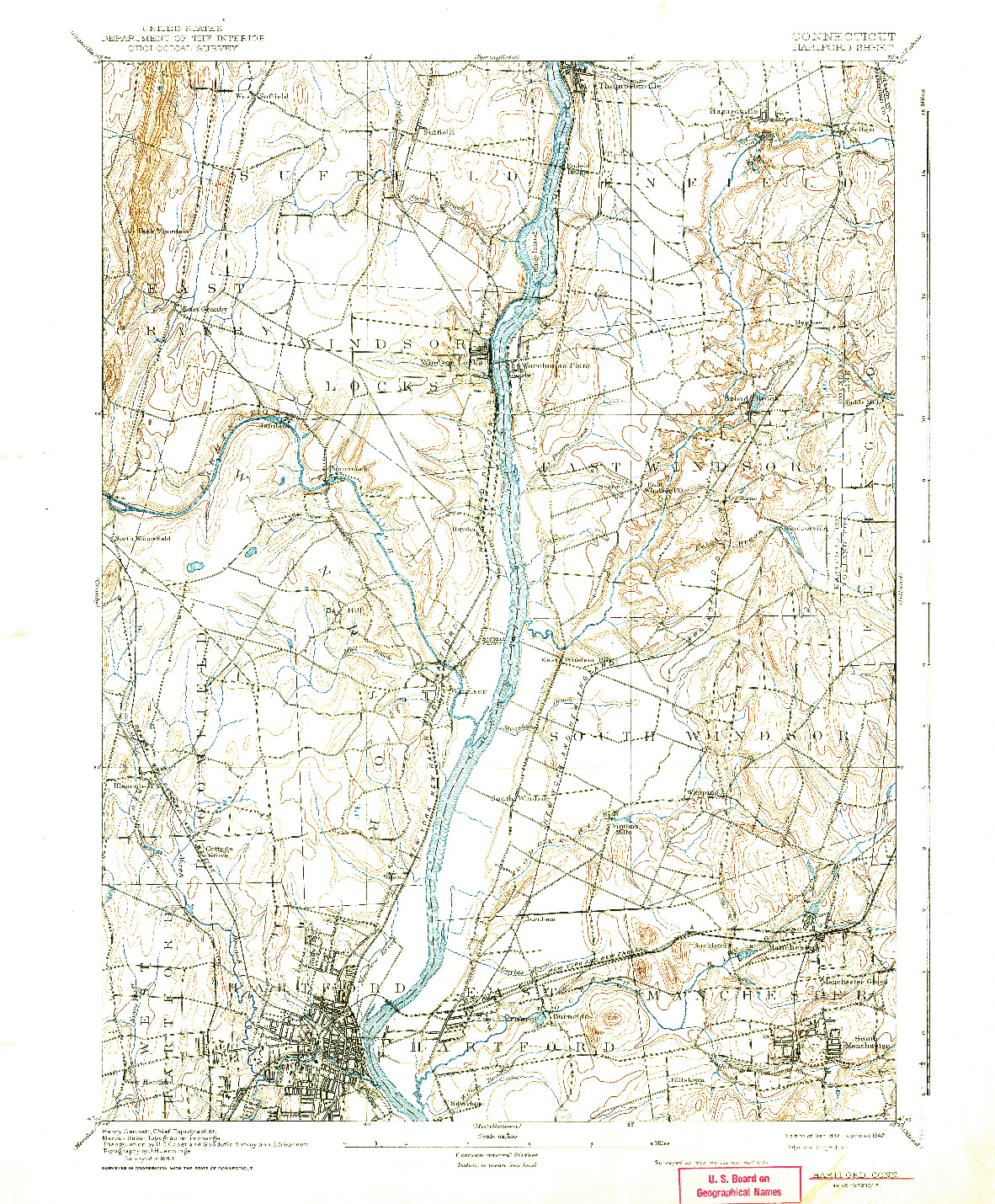 USGS 1:62500-SCALE QUADRANGLE FOR HARTFORD, CT 1892