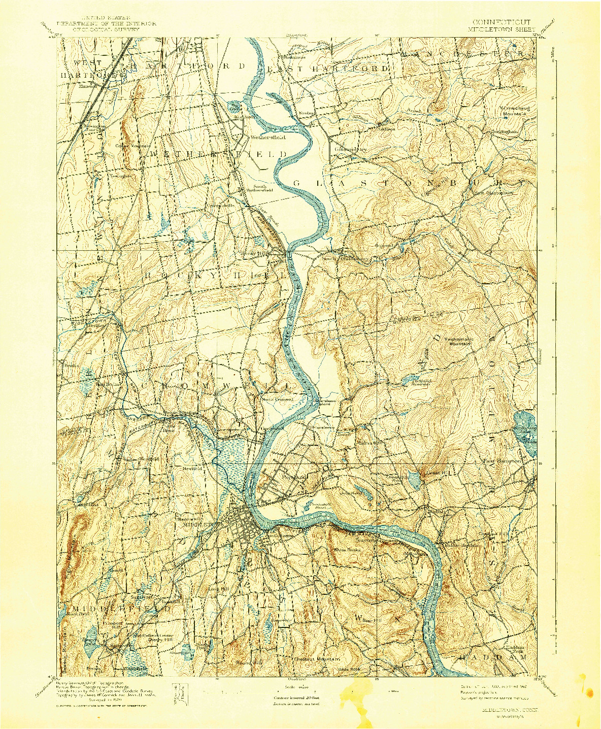 USGS 1:62500-SCALE QUADRANGLE FOR MIDDLETOWN, CT 1893