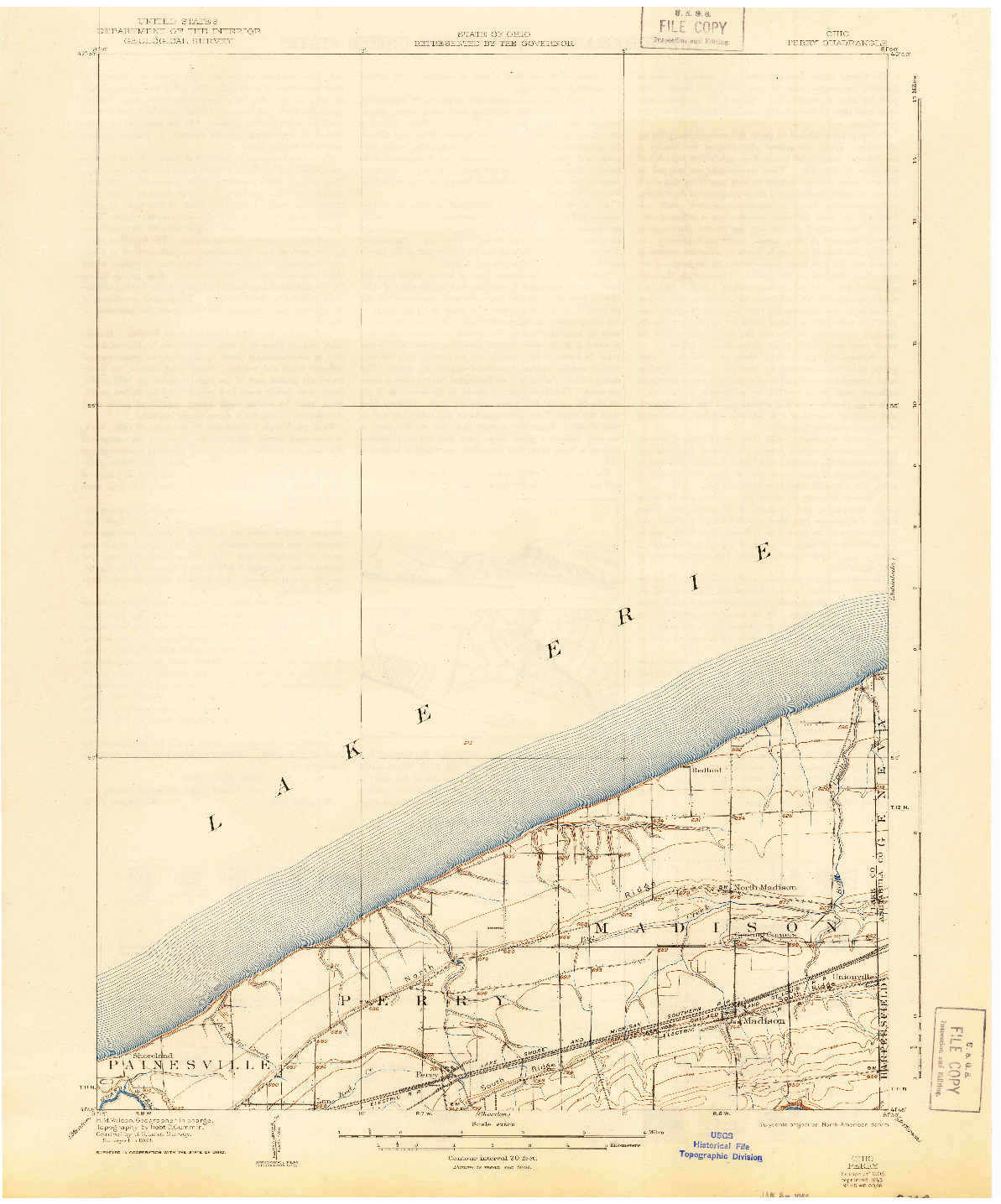 USGS 1:62500-SCALE QUADRANGLE FOR PERRY, OH 1905