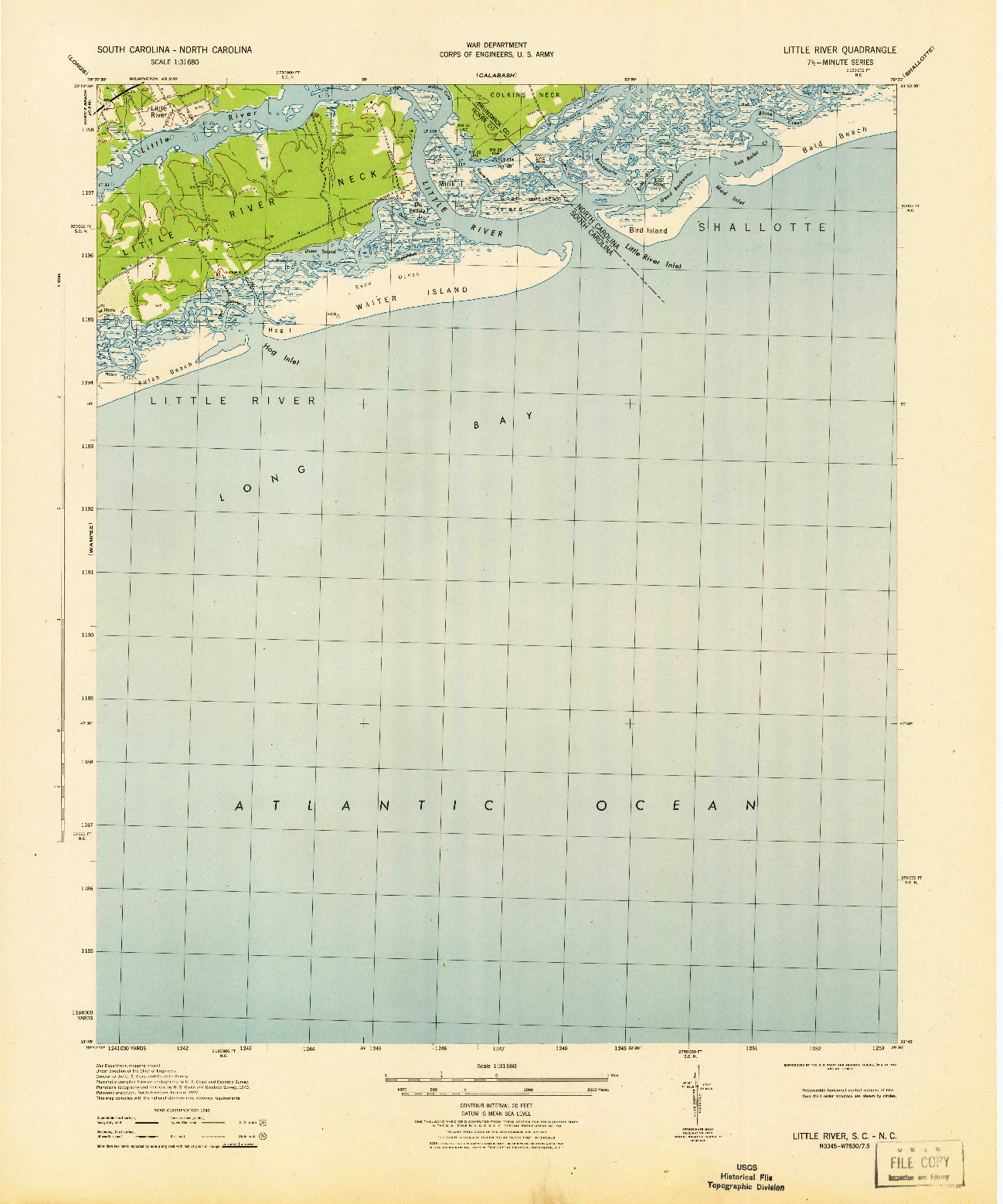 USGS 1:31680-SCALE QUADRANGLE FOR LITTLE RIVER, SC 1943