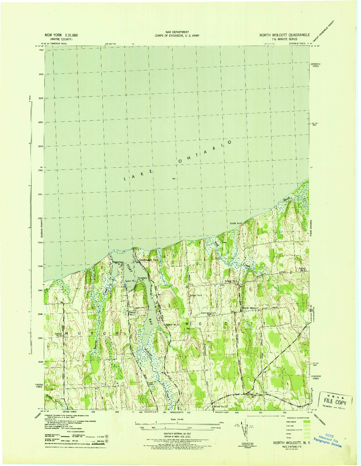 USGS 1:31680-SCALE QUADRANGLE FOR NORTH WOLCOTT, NY 1943