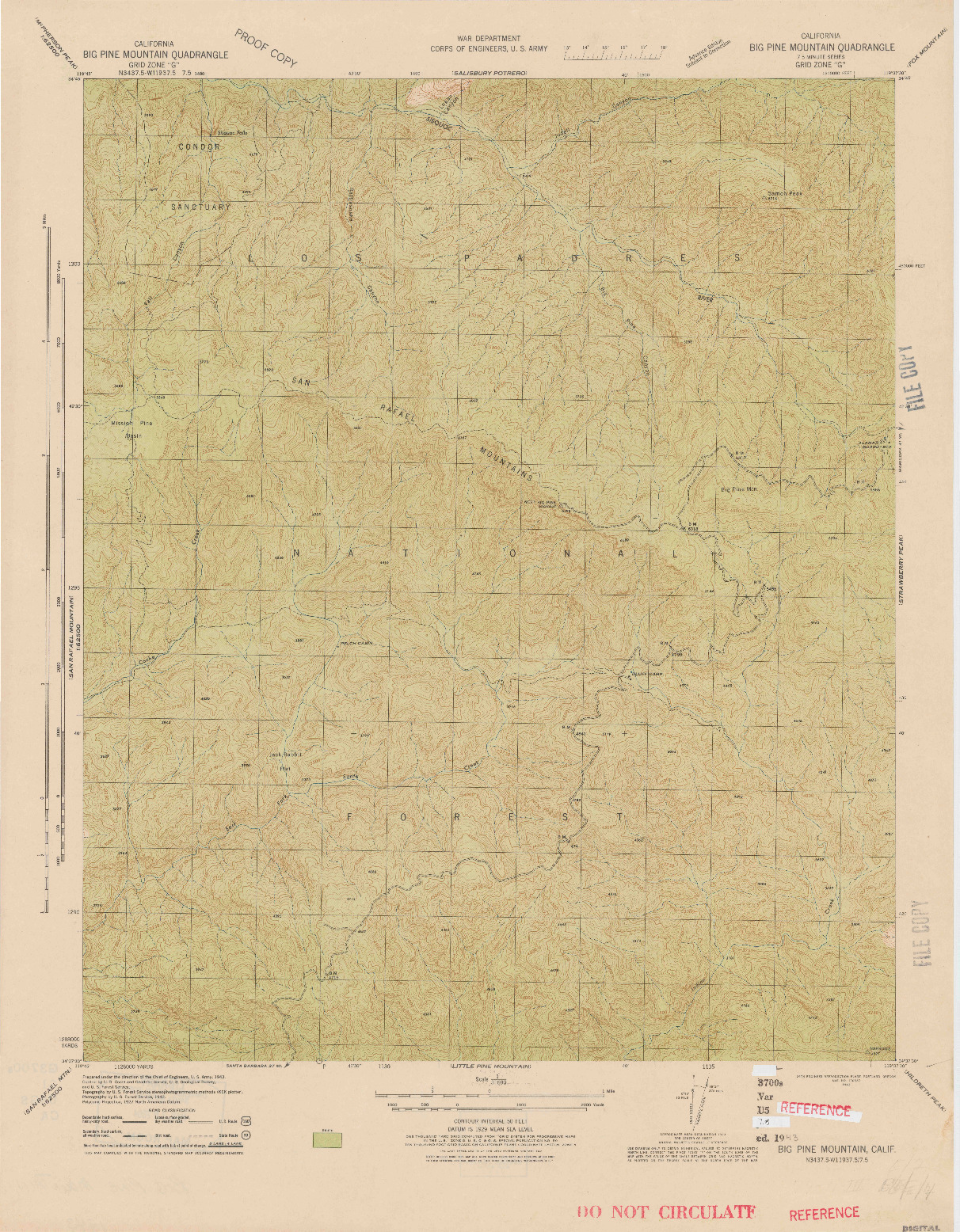 USGS 1:31680-SCALE QUADRANGLE FOR BIG PINE MOUNTAIN, CA 1943