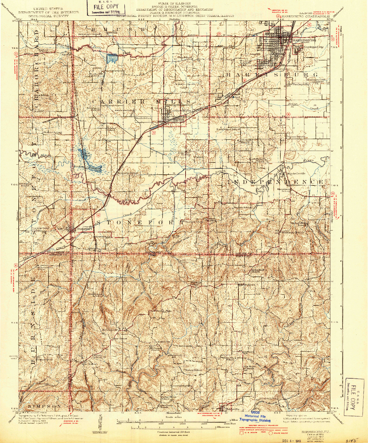 USGS 1:62500-SCALE QUADRANGLE FOR HARRISBURG, IL 1925