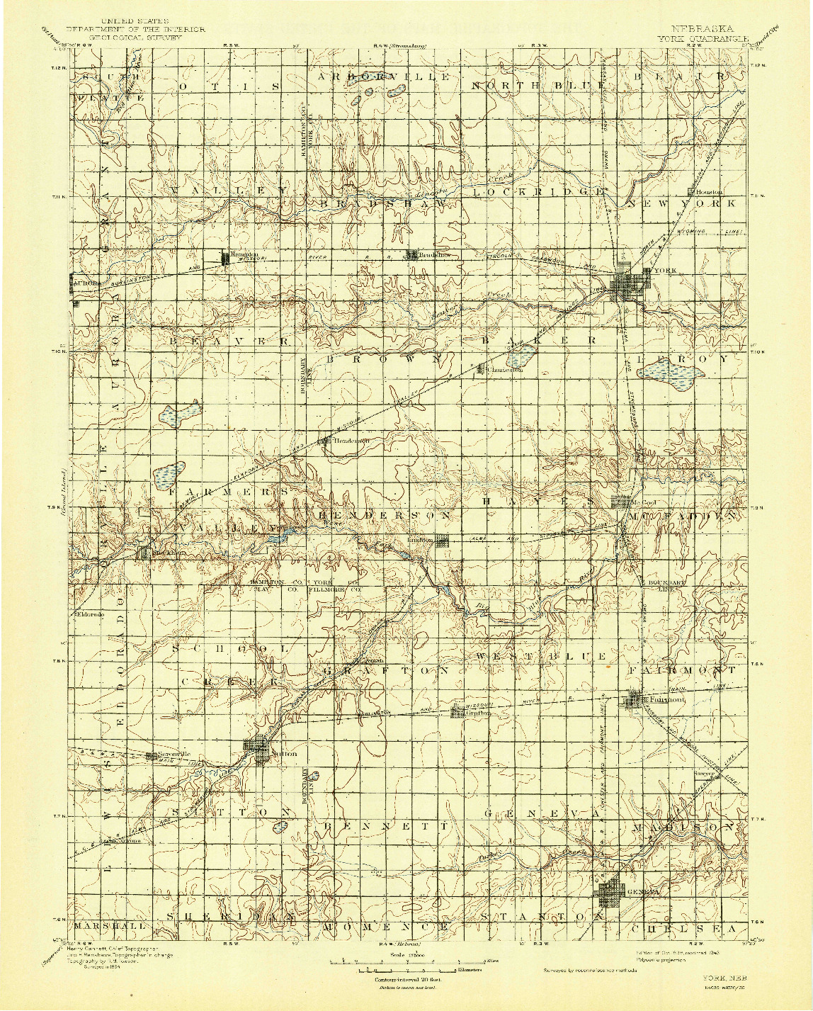 USGS 1:125000-SCALE QUADRANGLE FOR YORK, NE 1898