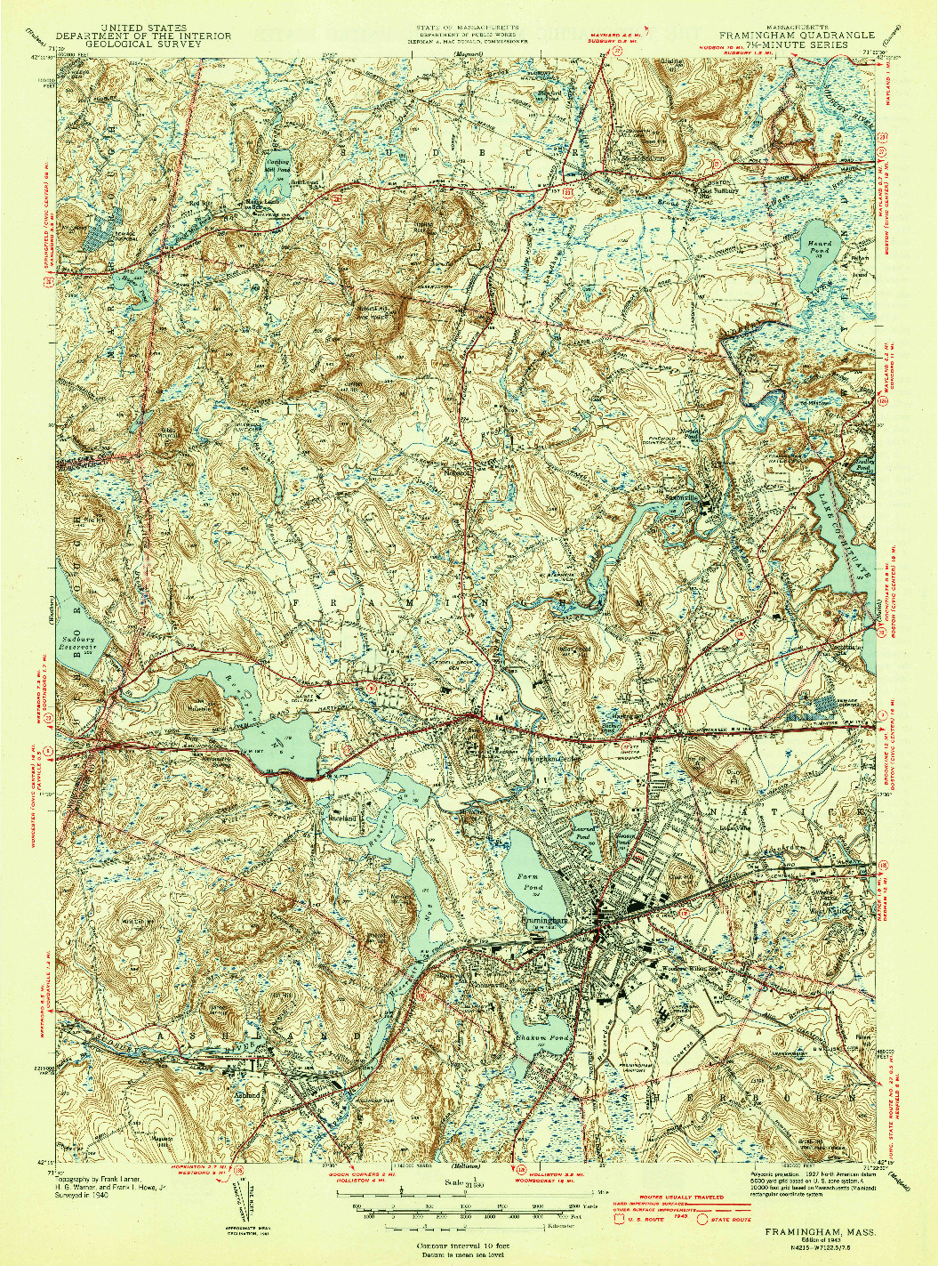 USGS 1:31680-SCALE QUADRANGLE FOR FRAMINGHAM, MA 1943