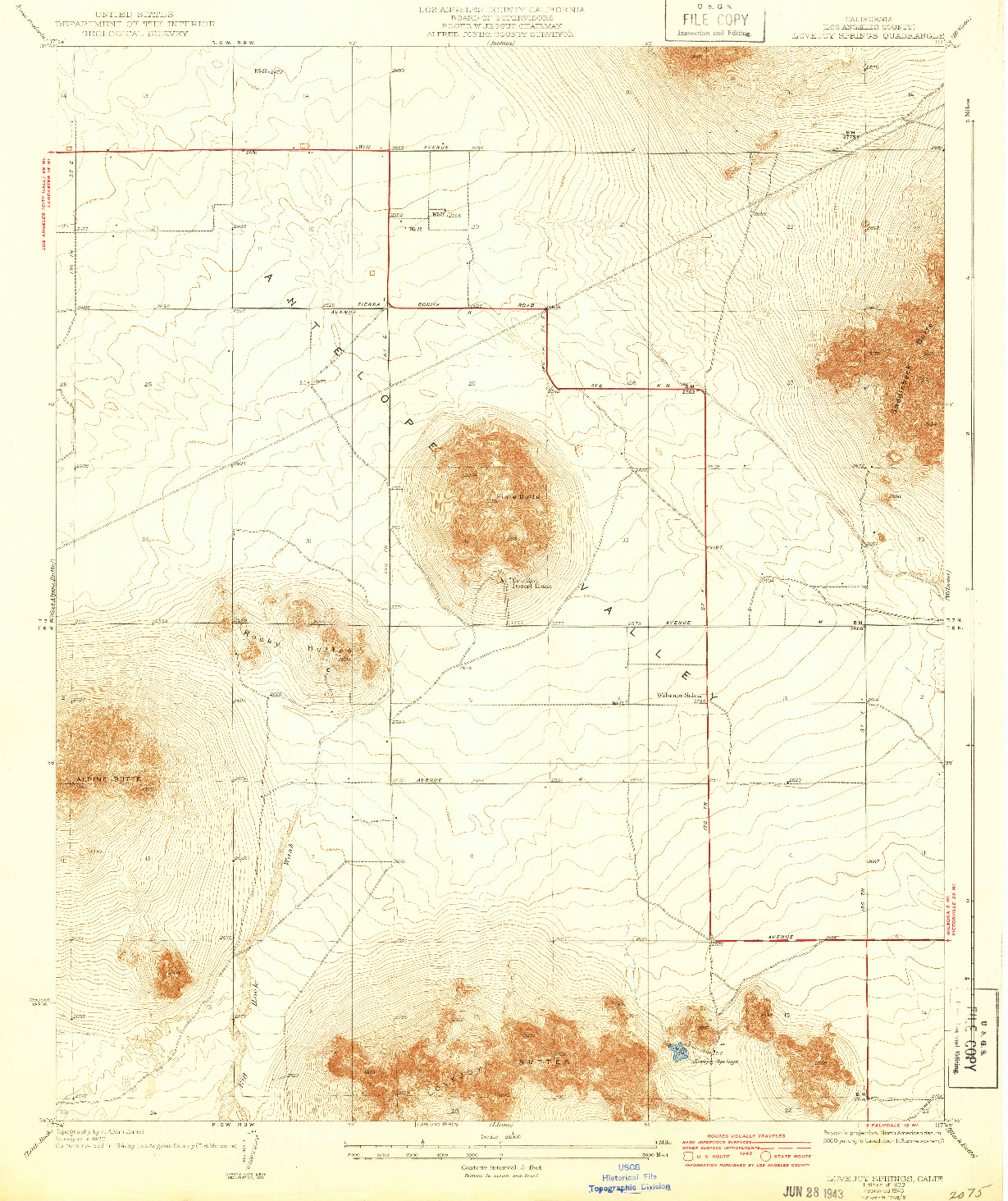 USGS 1:24000-SCALE QUADRANGLE FOR LOVEJOY SPRINGS, CA 1933