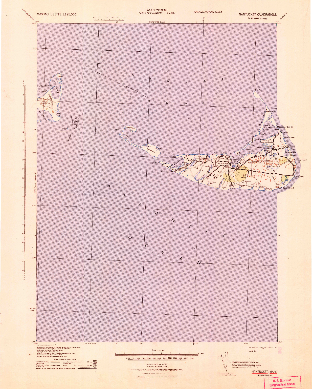 USGS 1:125000-SCALE QUADRANGLE FOR NANTUCKET, MA 1942