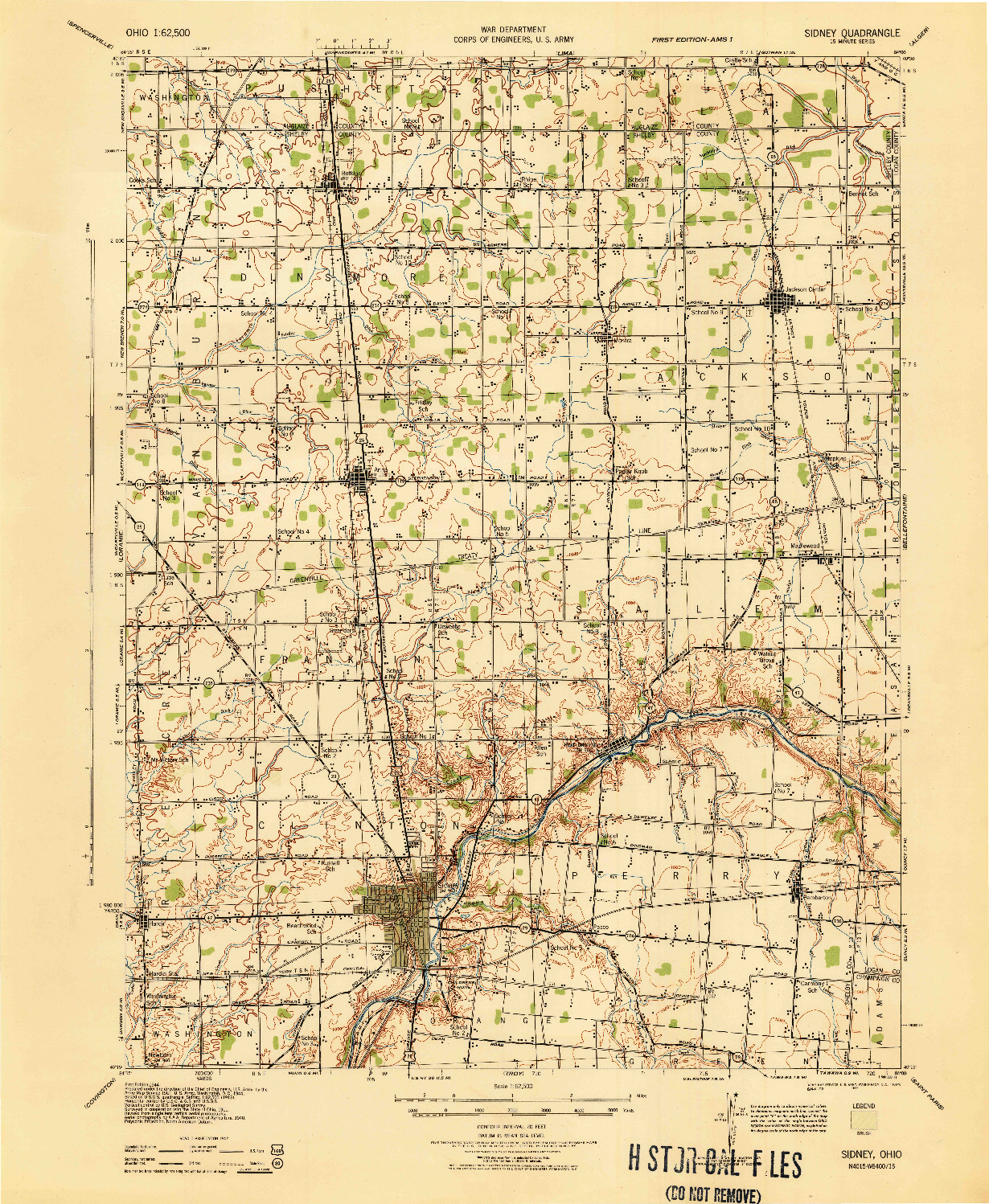 USGS 1:62500-SCALE QUADRANGLE FOR SIDNEY, OH 1944