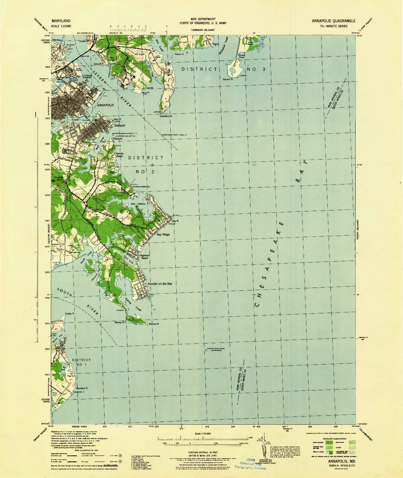 USGS 1:31680-SCALE QUADRANGLE FOR ANNAPOLIS, MD 1944