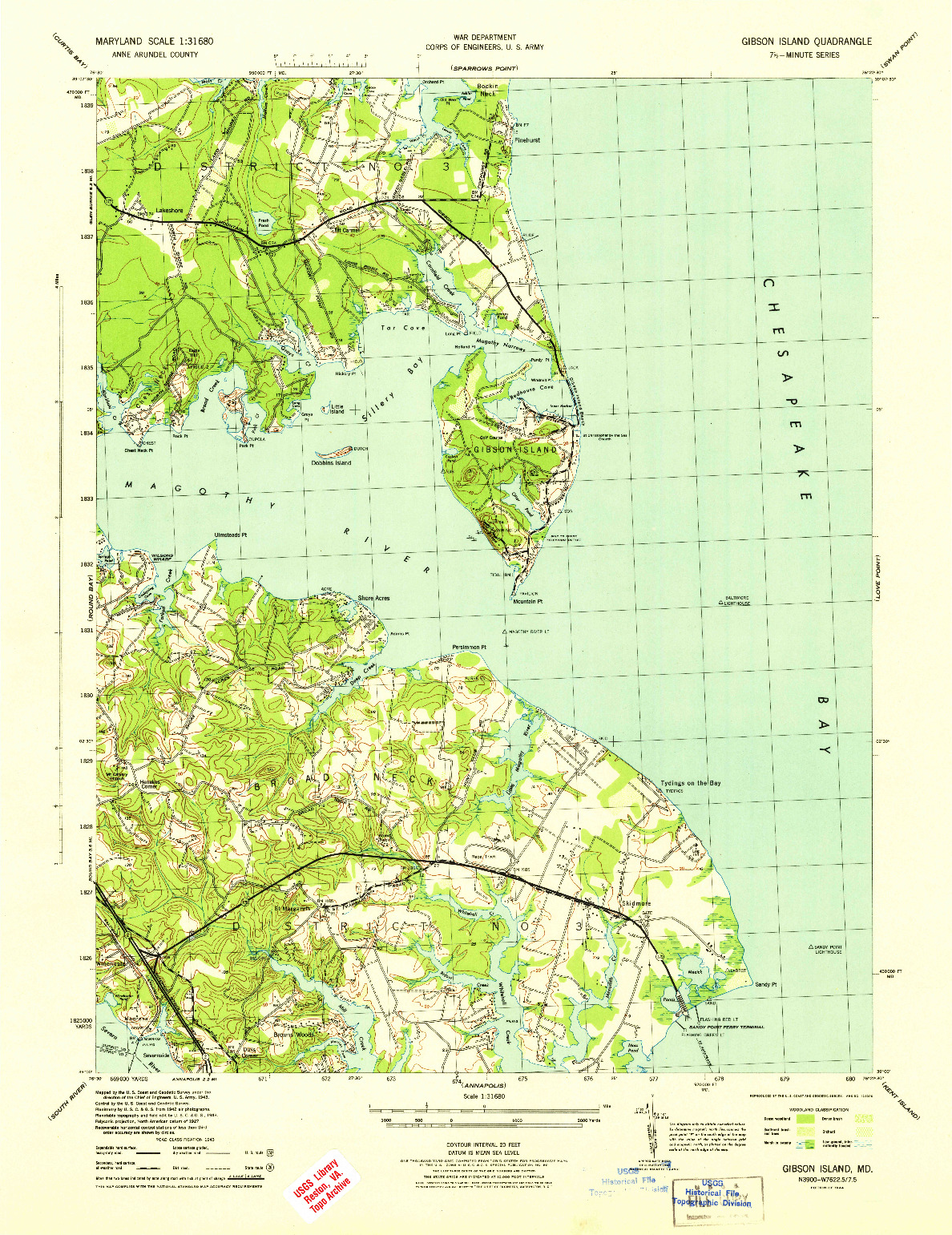 USGS 1:31680-SCALE QUADRANGLE FOR GIBSON ISLAND, MD 1944