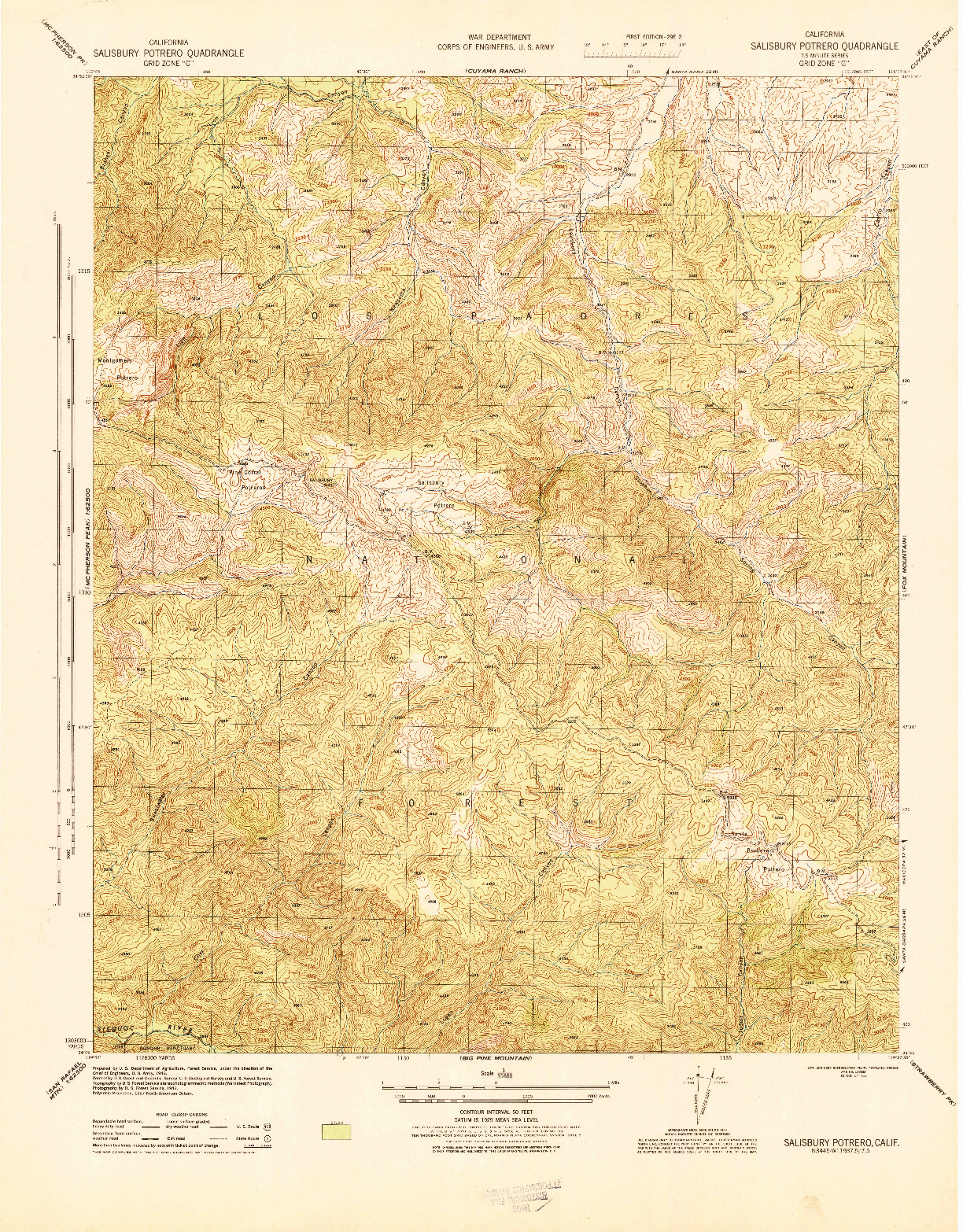 USGS 1:31680-SCALE QUADRANGLE FOR SALISBURY POTRERO, CA 1944