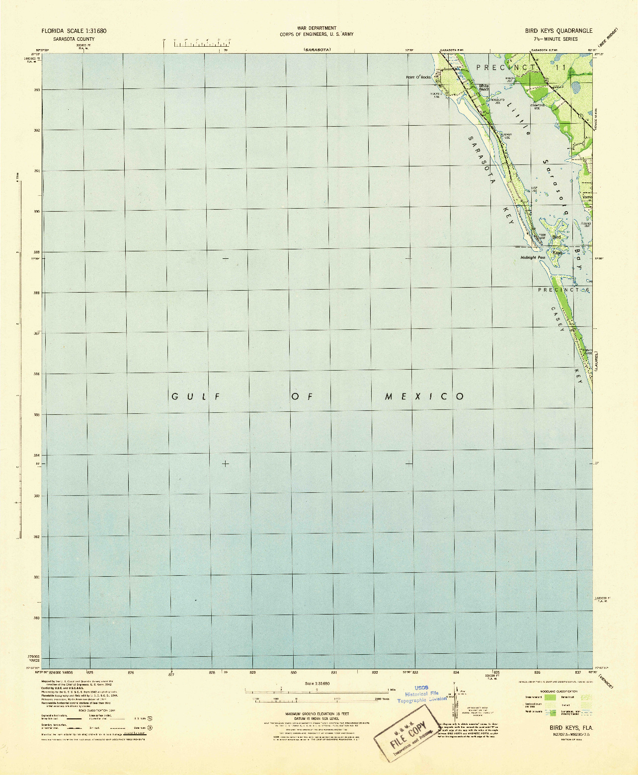 USGS 1:31680-SCALE QUADRANGLE FOR BIRD KEYS, FL 1944