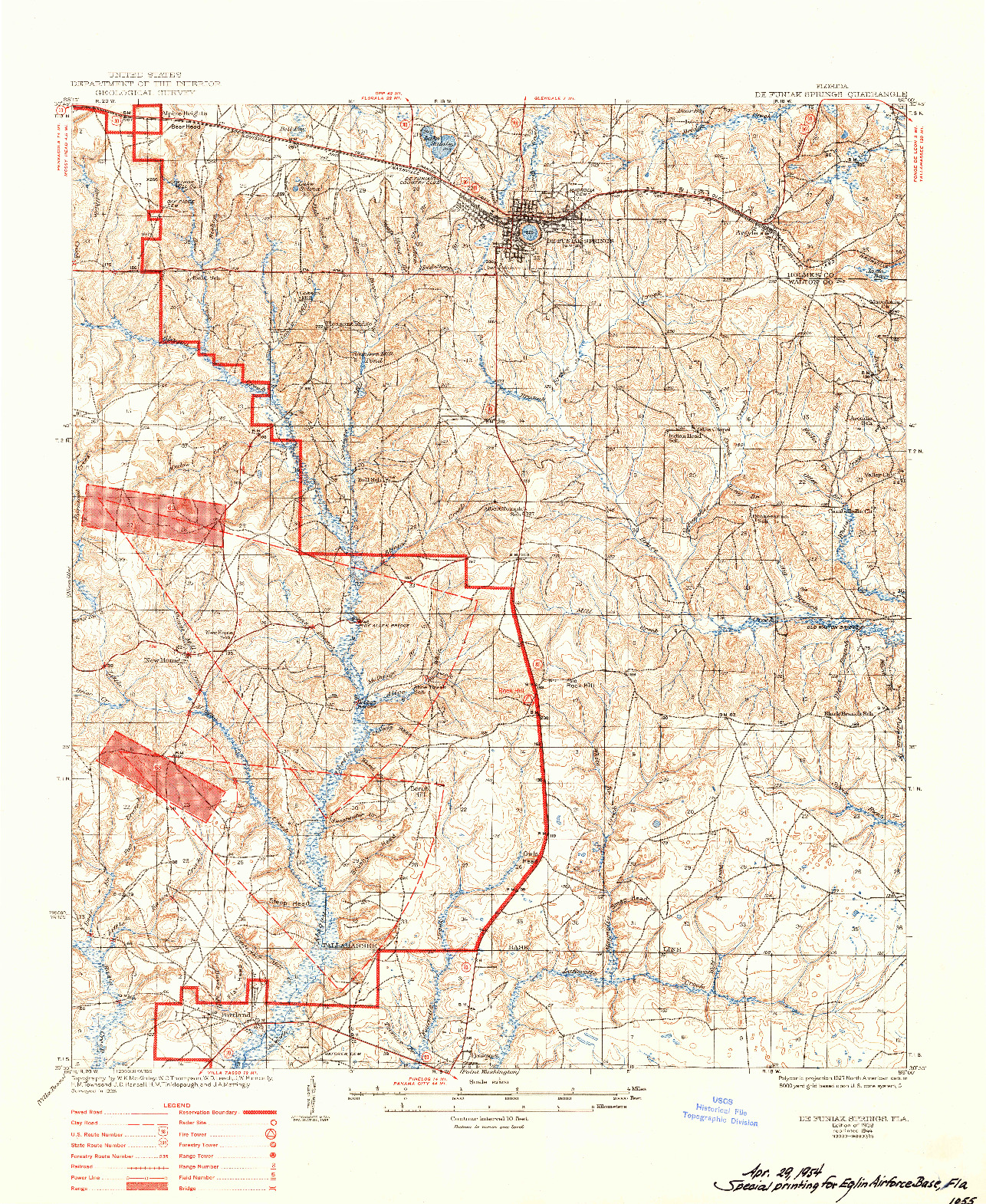 USGS 1:62500-SCALE QUADRANGLE FOR DE FUNIAK SPRINGS, FL 1938