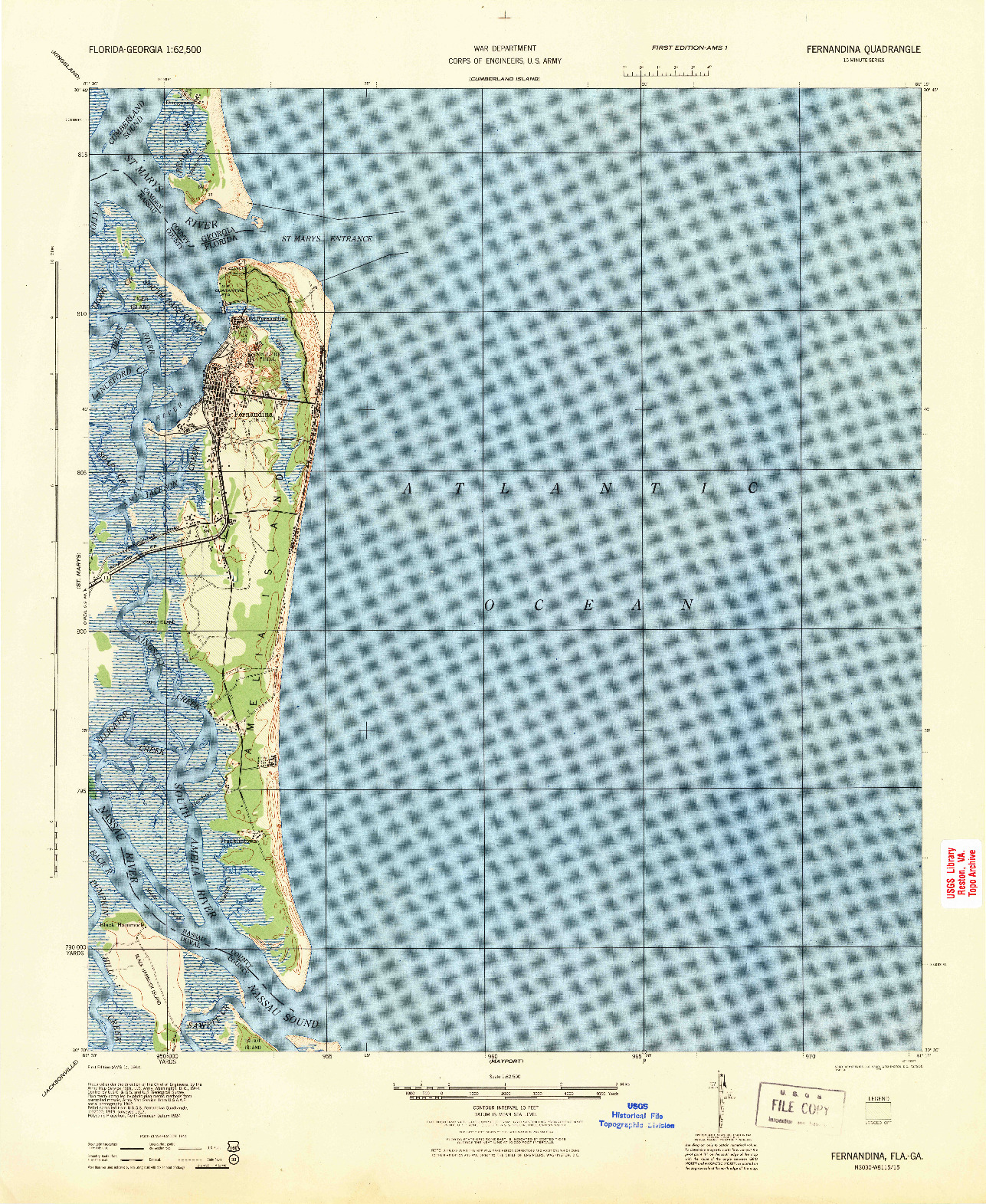 USGS 1:62500-SCALE QUADRANGLE FOR FERNANDINA, FL 1944