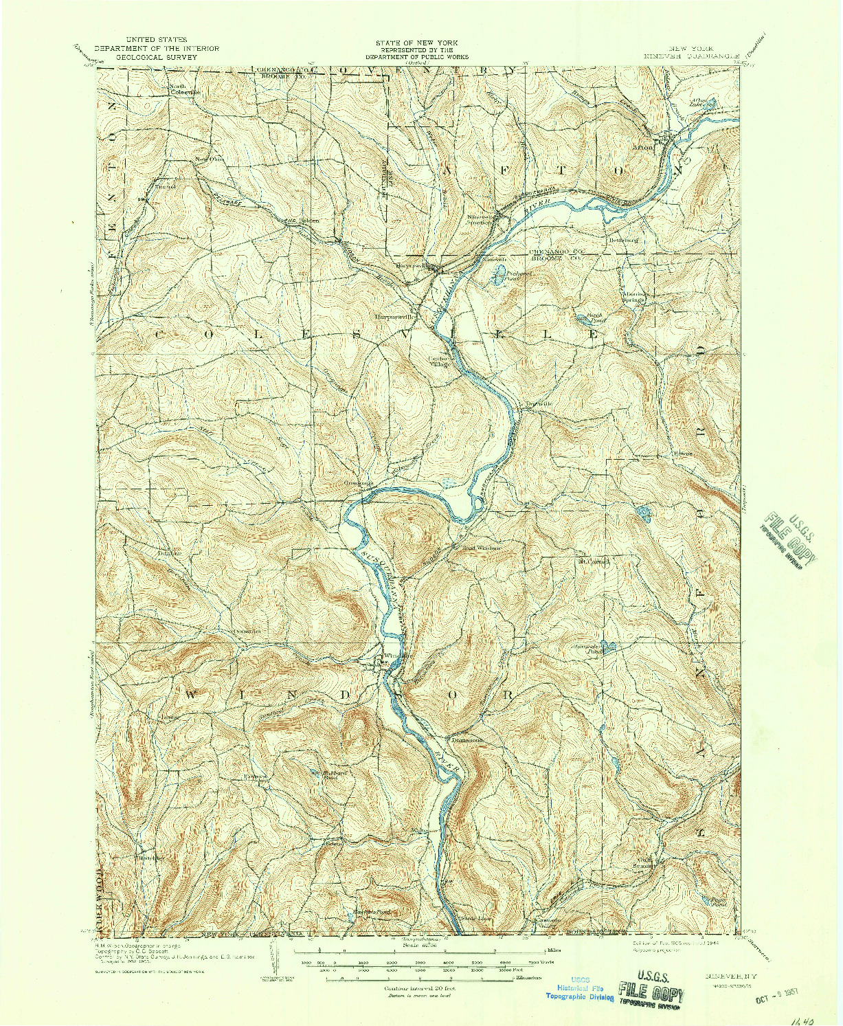 USGS 1:62500-SCALE QUADRANGLE FOR NINEVEH, NY 1905