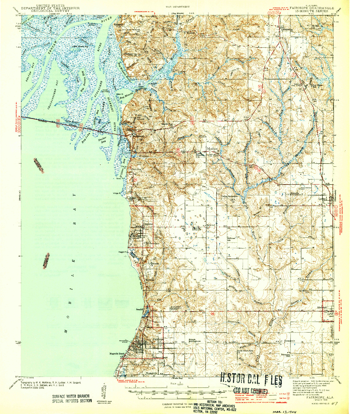 USGS 1:62500-SCALE QUADRANGLE FOR FAIRHOPE, AL 1944