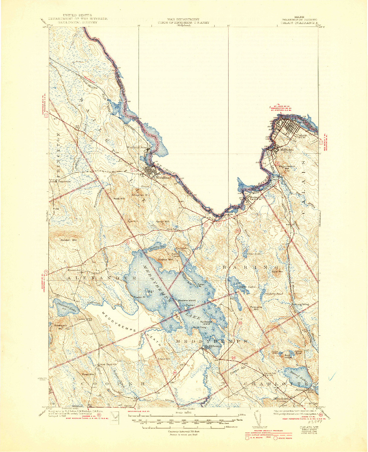 USGS 1:62500-SCALE QUADRANGLE FOR CALAIS, ME 1932